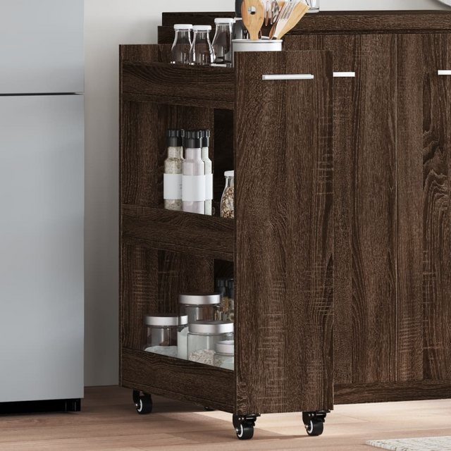 vidaXL Fächerschrank Schrank mit Rollen Braun Eichen-Optik 60x22x79 cm Holz günstig online kaufen