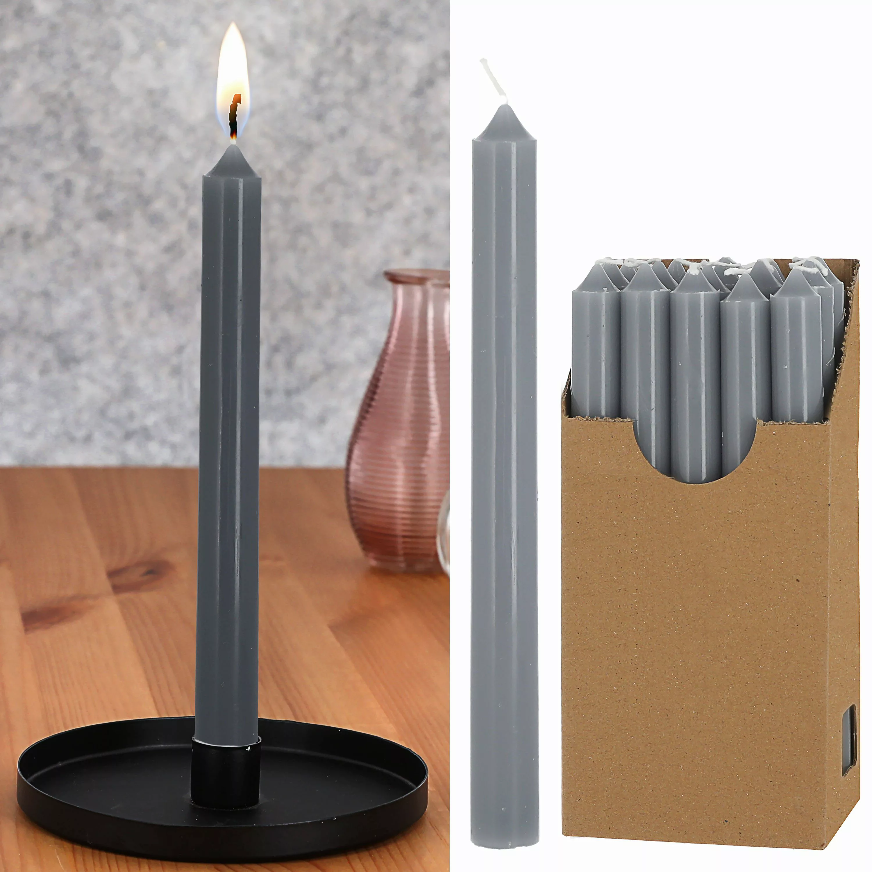 CEPEWA Tafelkerze Stabkerze 20er Set grau günstig online kaufen