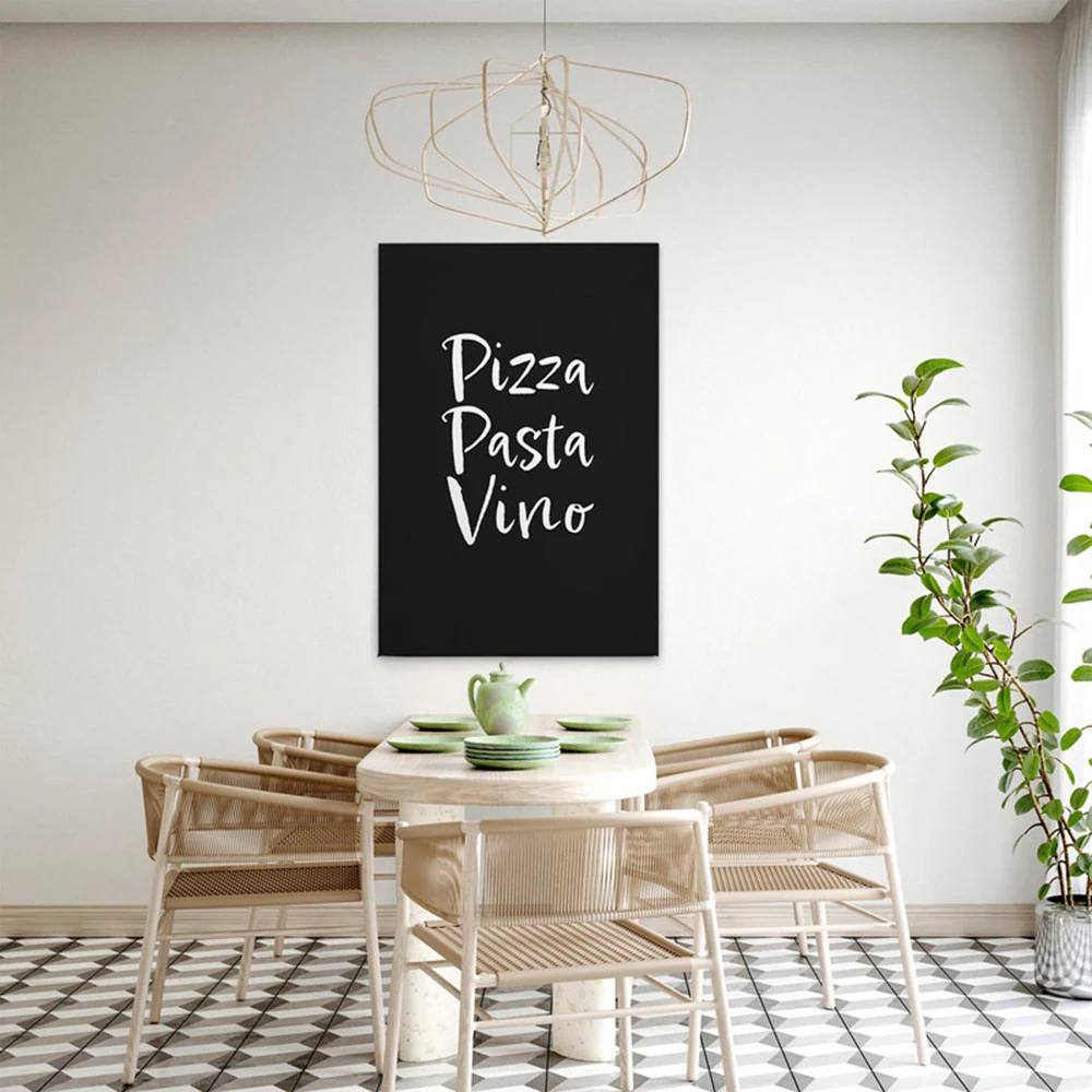 A.S. Création Leinwandbild "PizzaPastaVino - Wandbild Schwarz Weiß Keilrahm günstig online kaufen