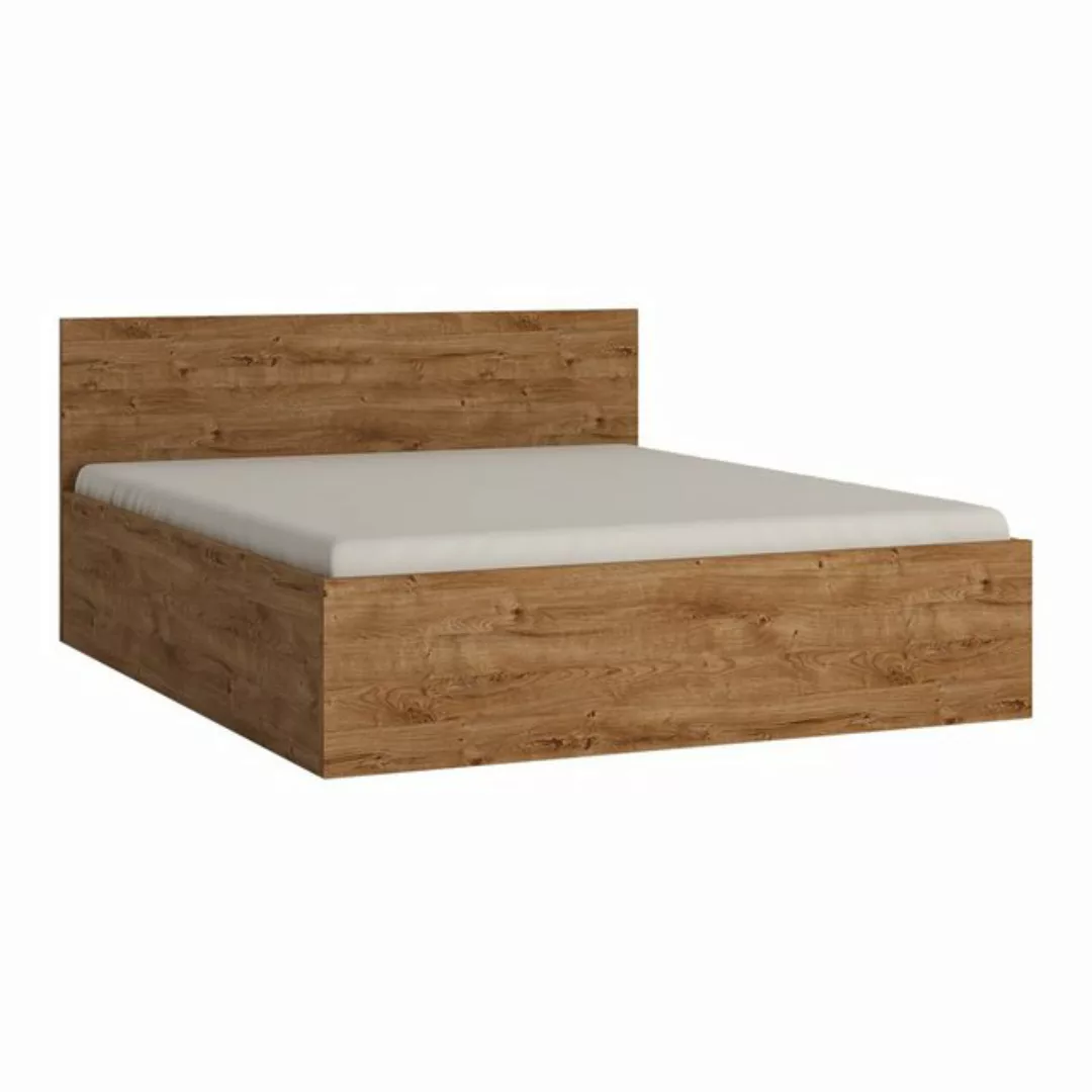 Bett Doppelbett 160 cm mit aufklappbarem Lattenrost in Eiche Nb. FORTALEZA- günstig online kaufen