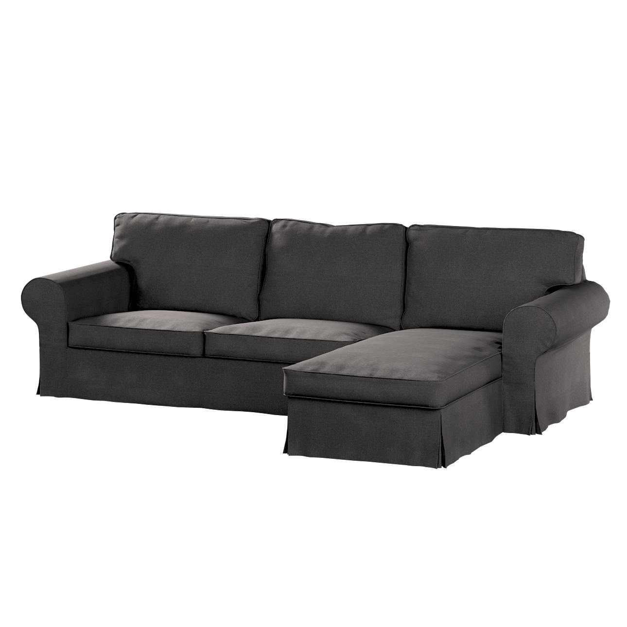 Bezug für Ektorp 2-Sitzer Sofa mit Recamiere, dunkelgrau, Ektorp 2-Sitzer S günstig online kaufen