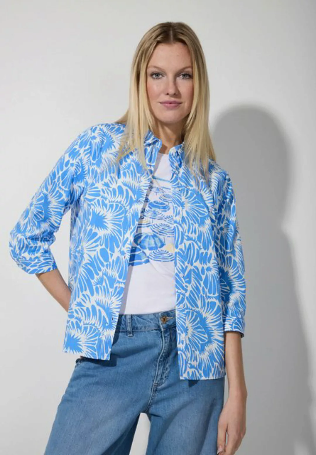 Printbluse, blau/weiß, Frühjahrs-Kollektion günstig online kaufen