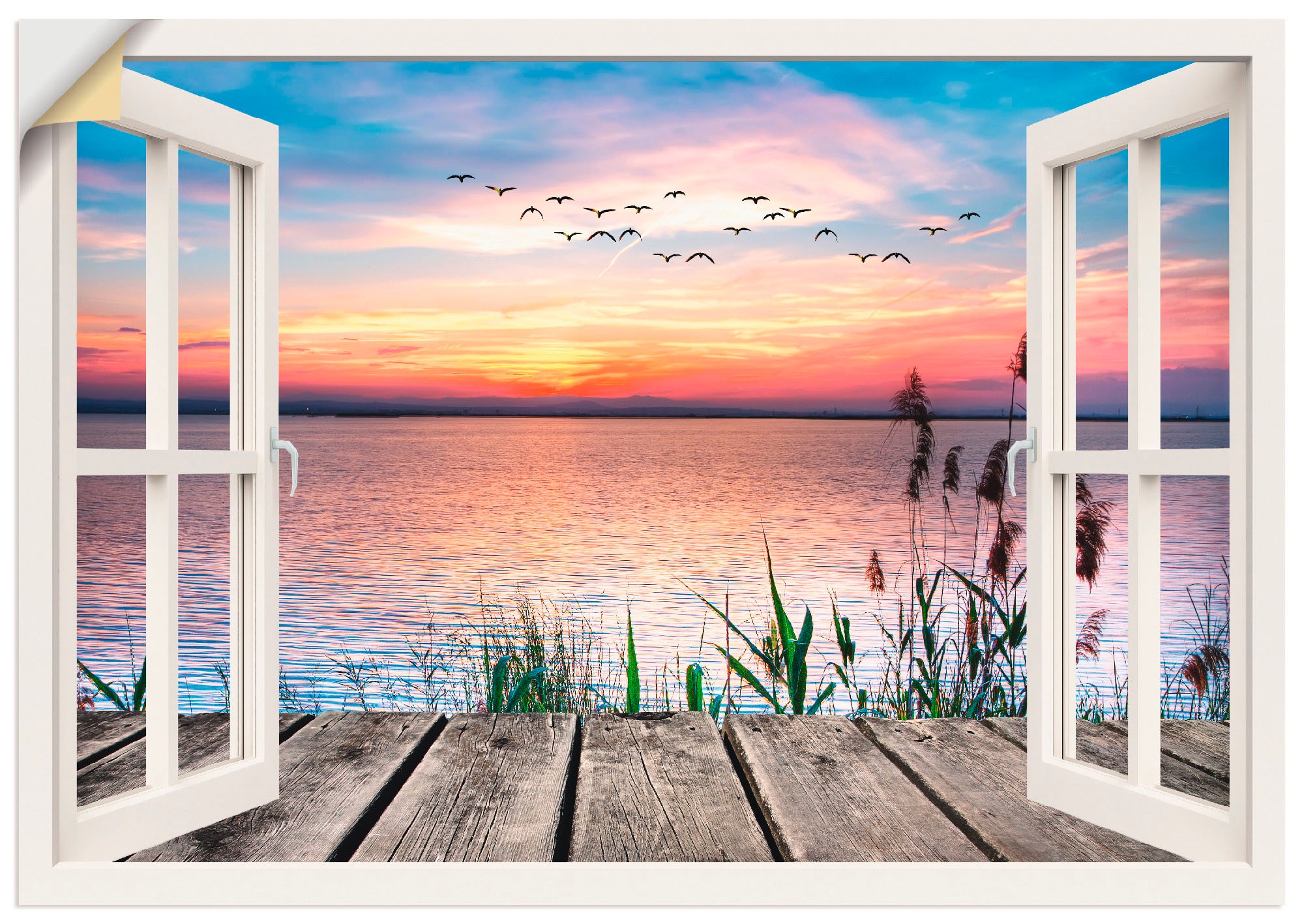 Artland Wandbild »See in den Farben der Wolken«, Fensterblick, (1 St.), als günstig online kaufen