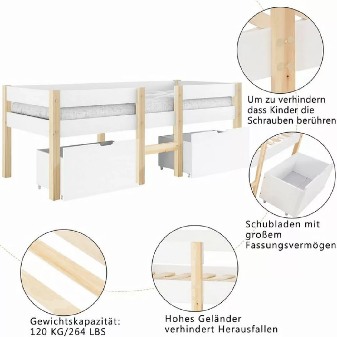 REDOM Kinderbett Kinder Bett Jugendbett Kinderhaus Holzbett Massivholzbett günstig online kaufen