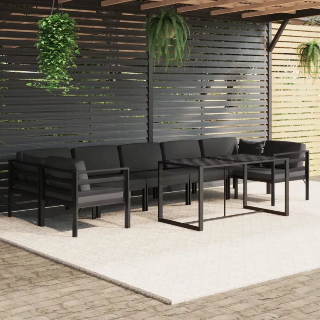 Vidaxl 8-tlg. Garten-lounge-set Mit Kissen Aluminium Anthrazit günstig online kaufen