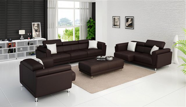 Xlmoebel Sofa Sofaset aus Leder mit 3-2-1 Sitzplätzen in modernem Design, 3 günstig online kaufen