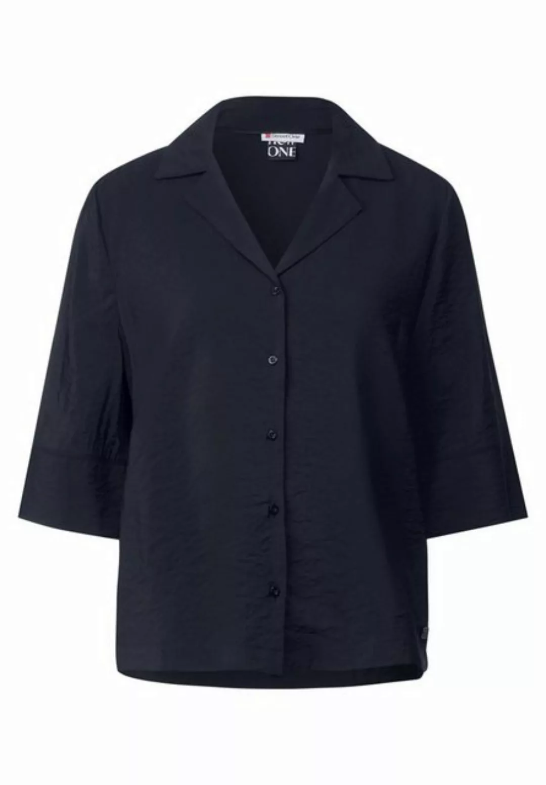 STREET ONE Blusenshirt Solid bowlingcollar blouse, deep blue günstig online kaufen