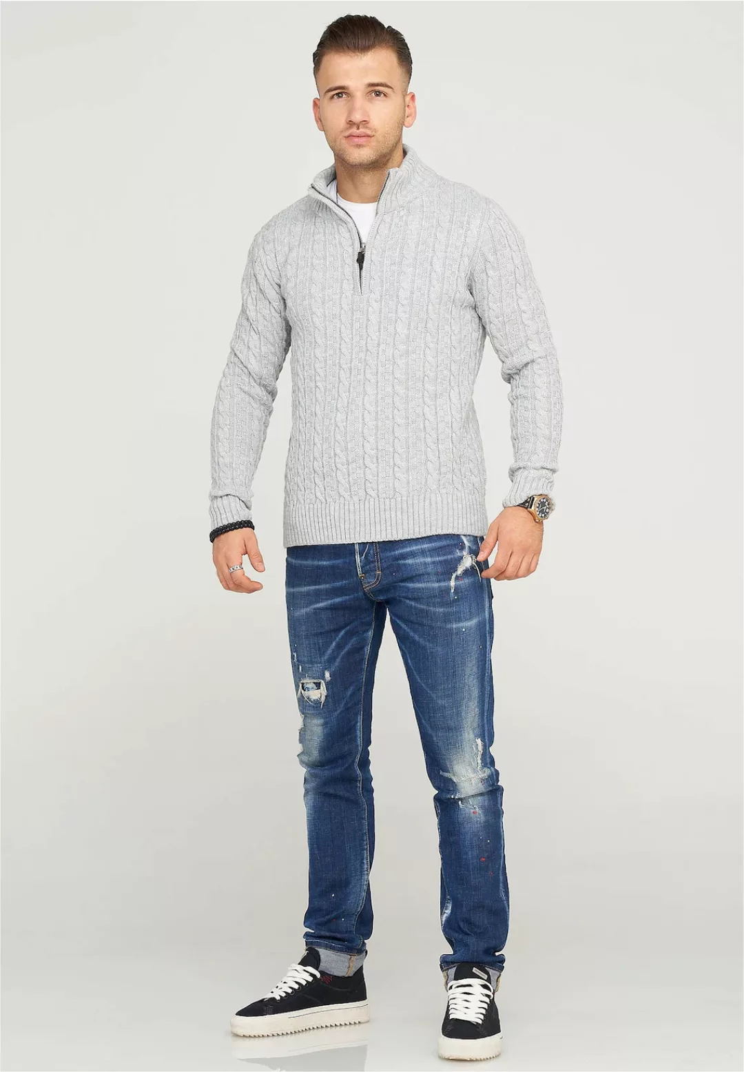 behype Strickpullover "CILIAN HENLEY", mit gemütlichem Stehkragen günstig online kaufen