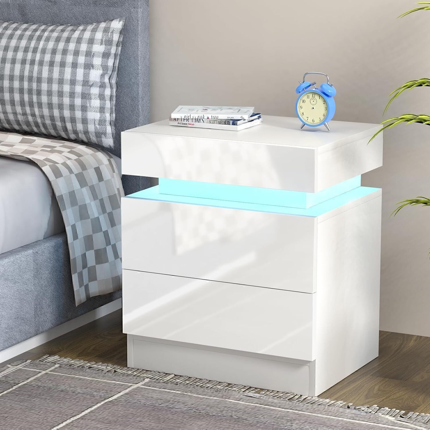 WILGOON Nachttisch Nachtschrank mit LED-Beleuchtung Nachtkommode günstig online kaufen