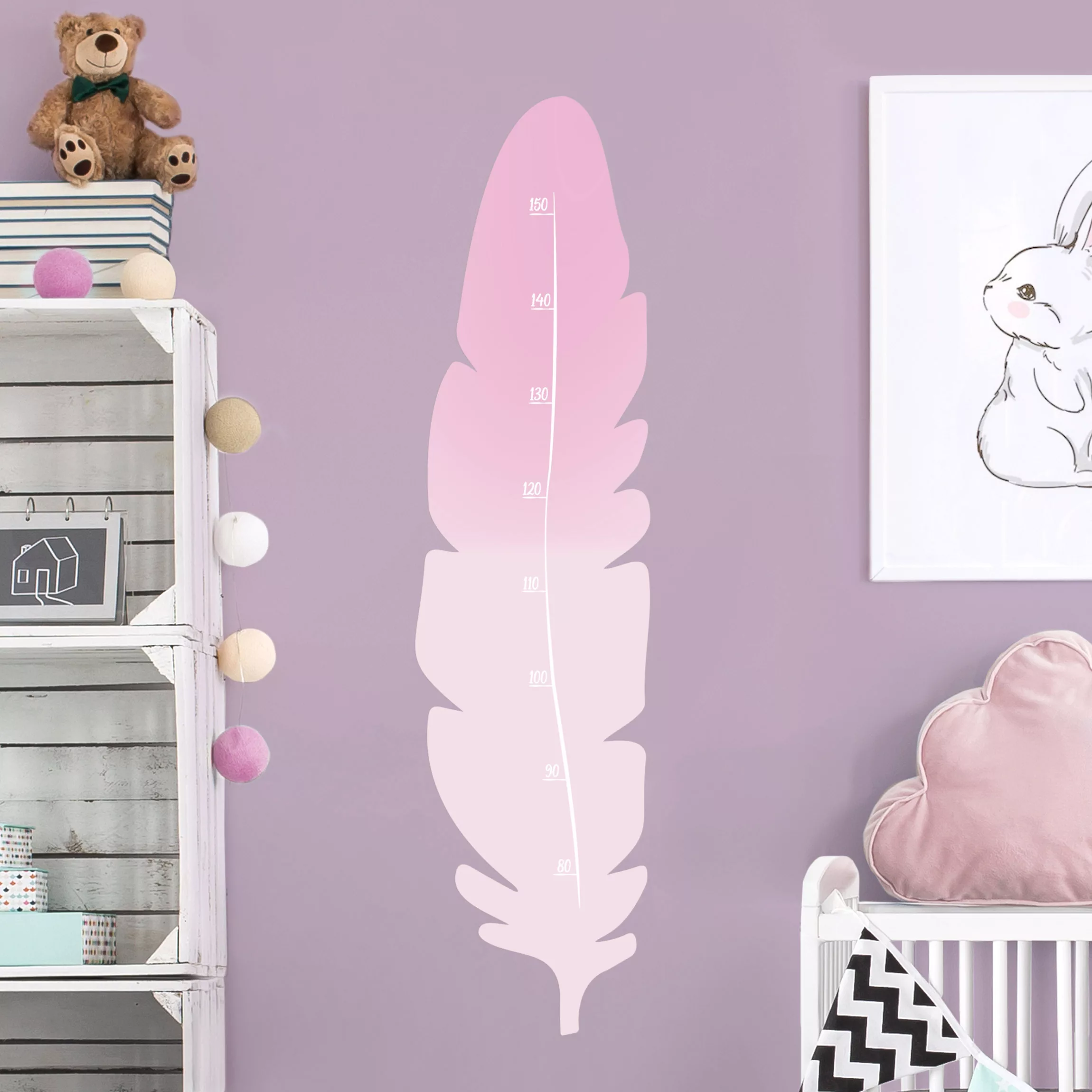 Kindermesslatte Wandtattoo Feder Rosa günstig online kaufen