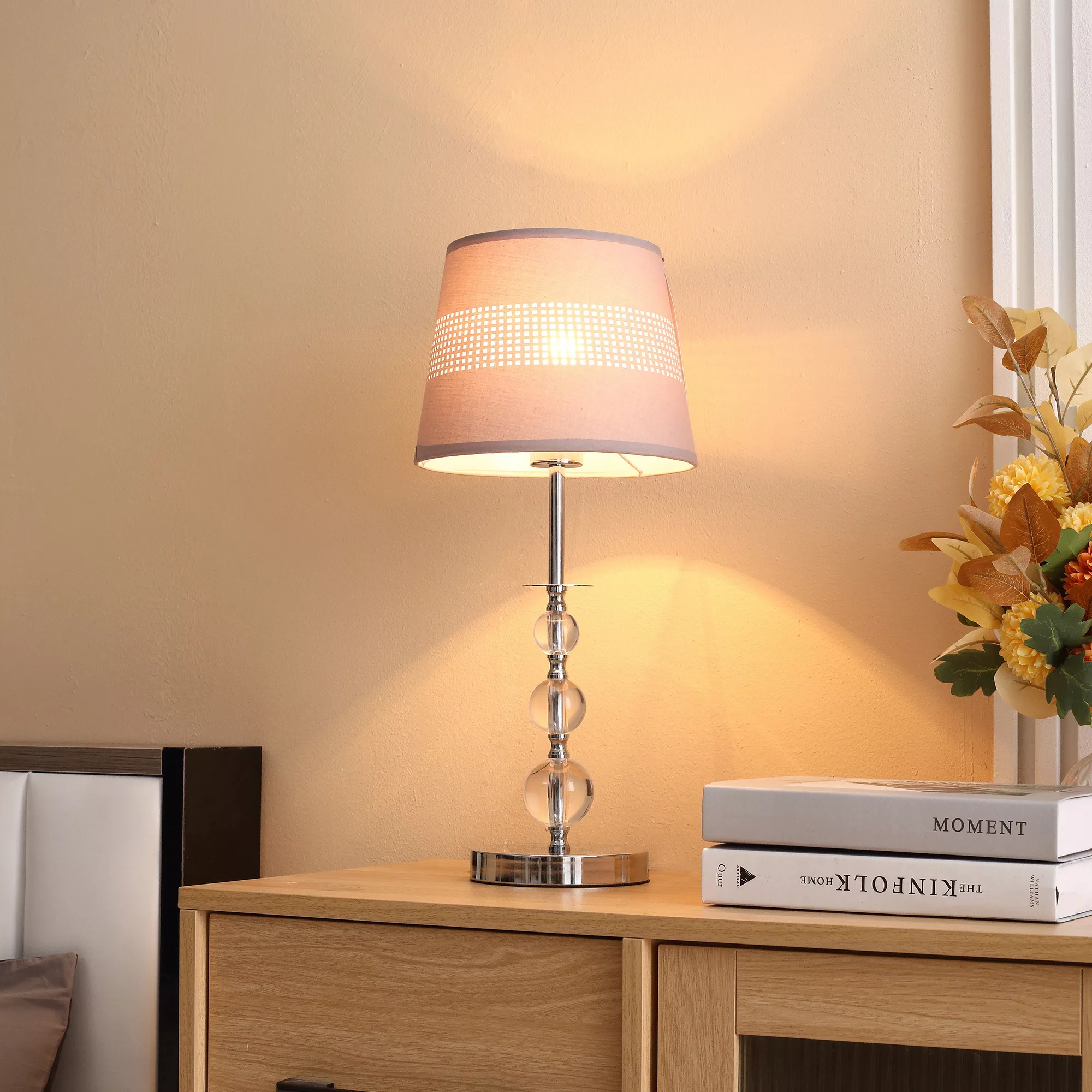 HOMCOM Tischlampe  Nachttischlampe 54 cm, moderne Stil Tischleuchte mit Sto günstig online kaufen