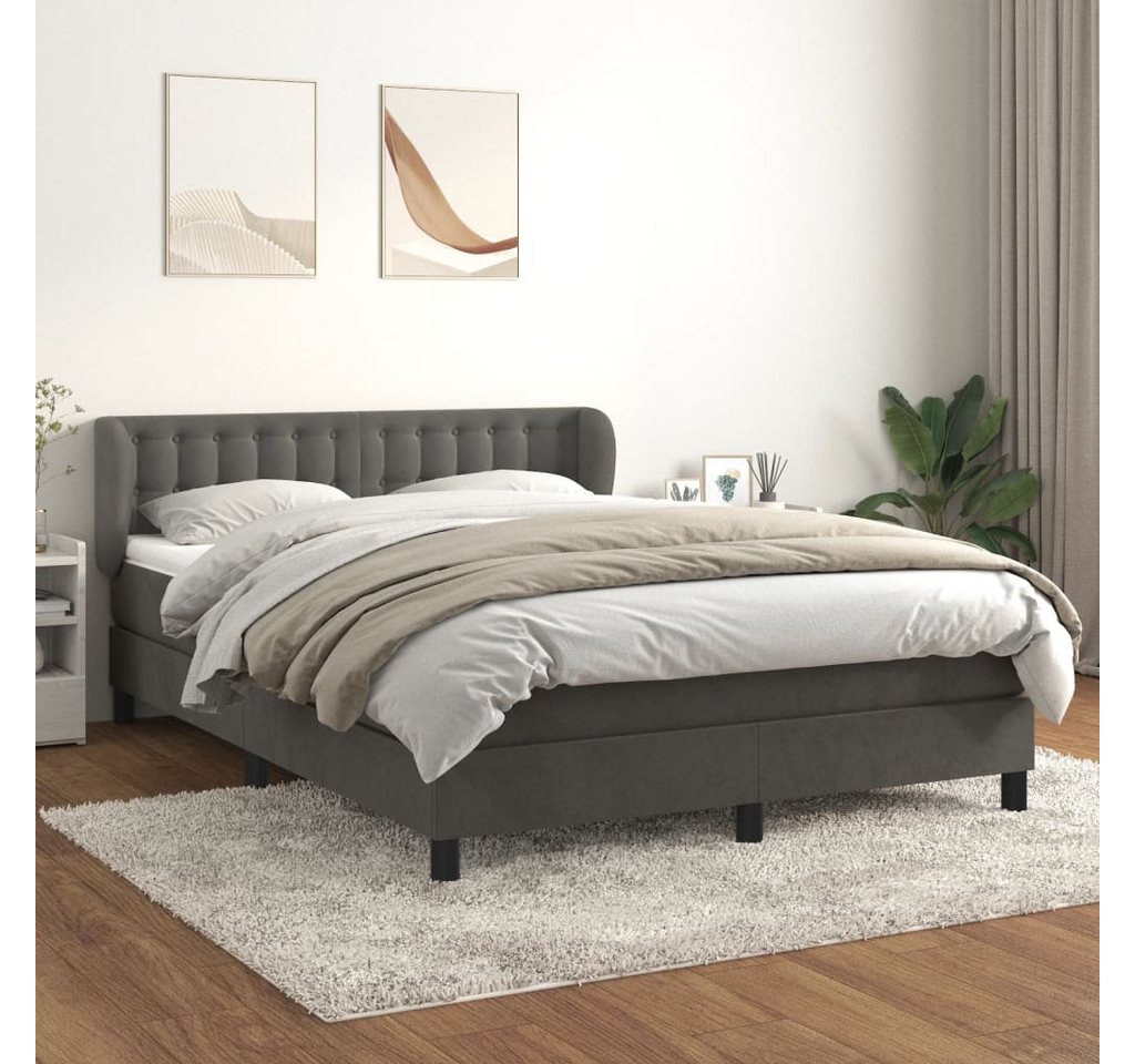 vidaXL Boxspringbett Boxspringbett mit Matratze Dunkelgrau 140x200 cm Samt günstig online kaufen