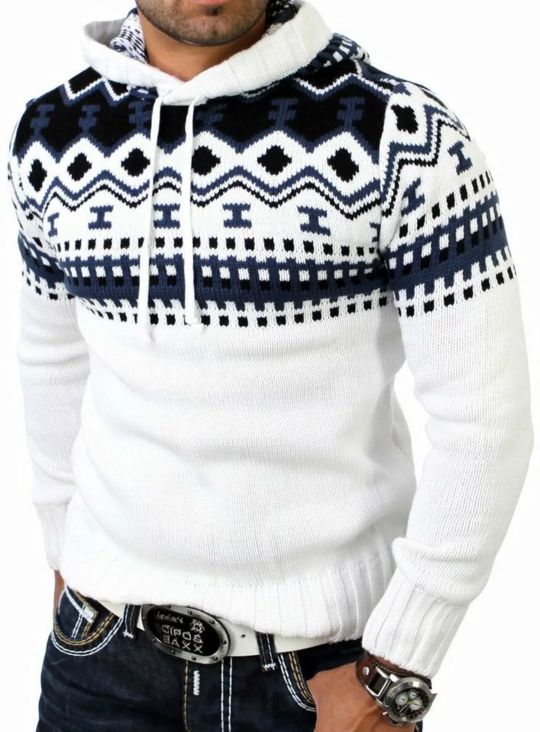 Reslad Strickpullover Reslad Herren Grobstrick Pullover Norweger Winter Kap günstig online kaufen