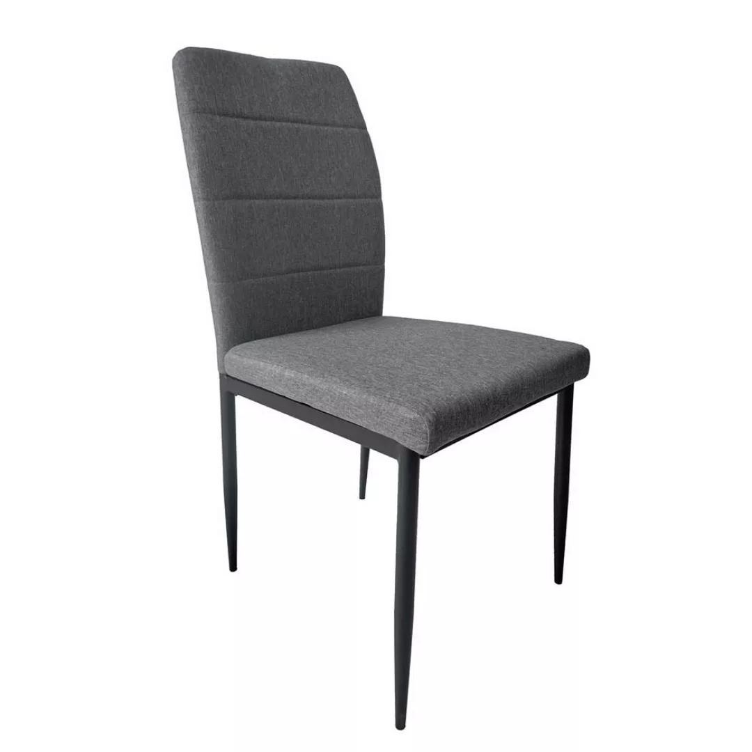 Zwei Esstisch Stühle aus Webstoff und Metall Grau und Schwarz (2er Set) günstig online kaufen