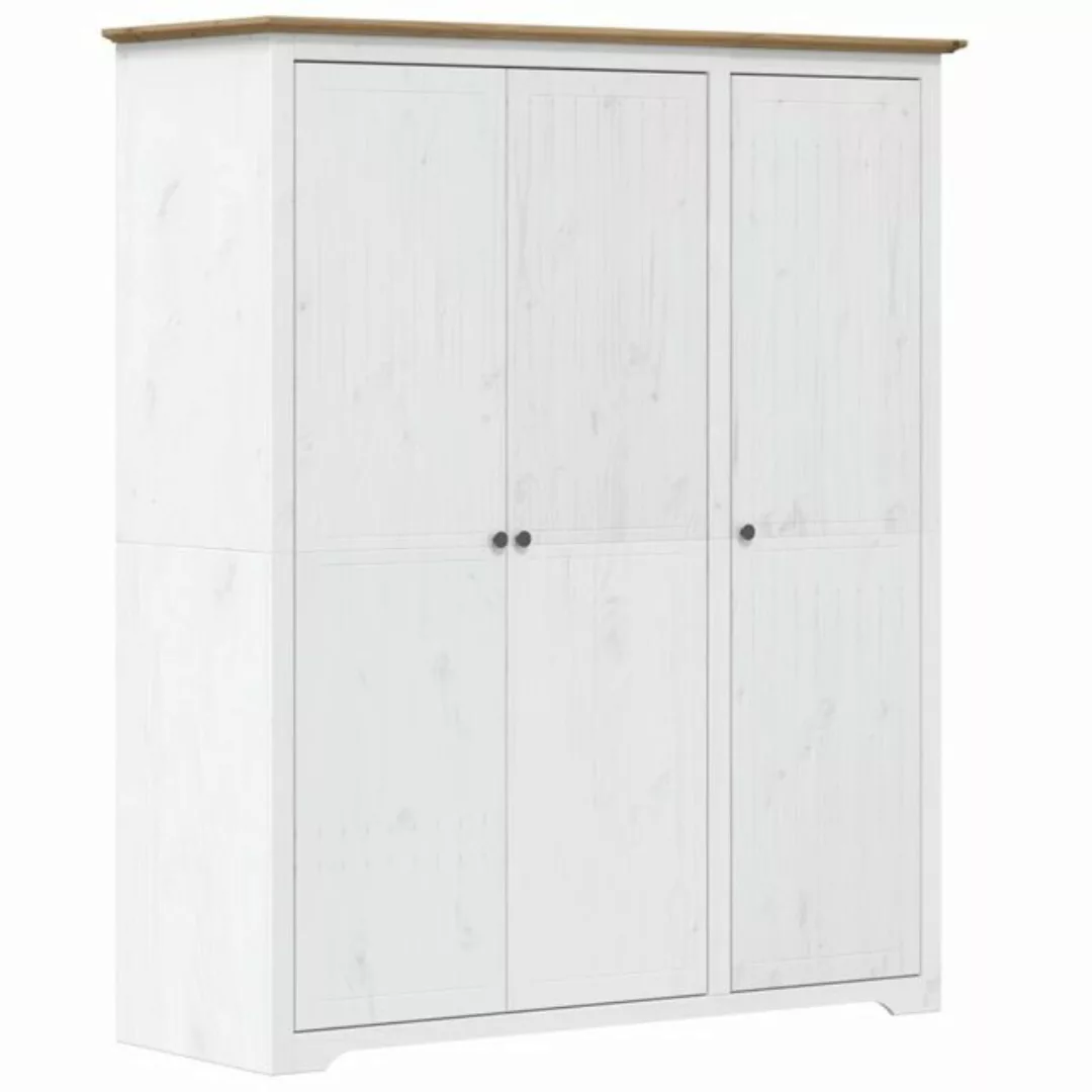 furnicato Kleiderschrank BODO Weiß und Braun 146x53,5x173 cm Kiefernholz (1 günstig online kaufen