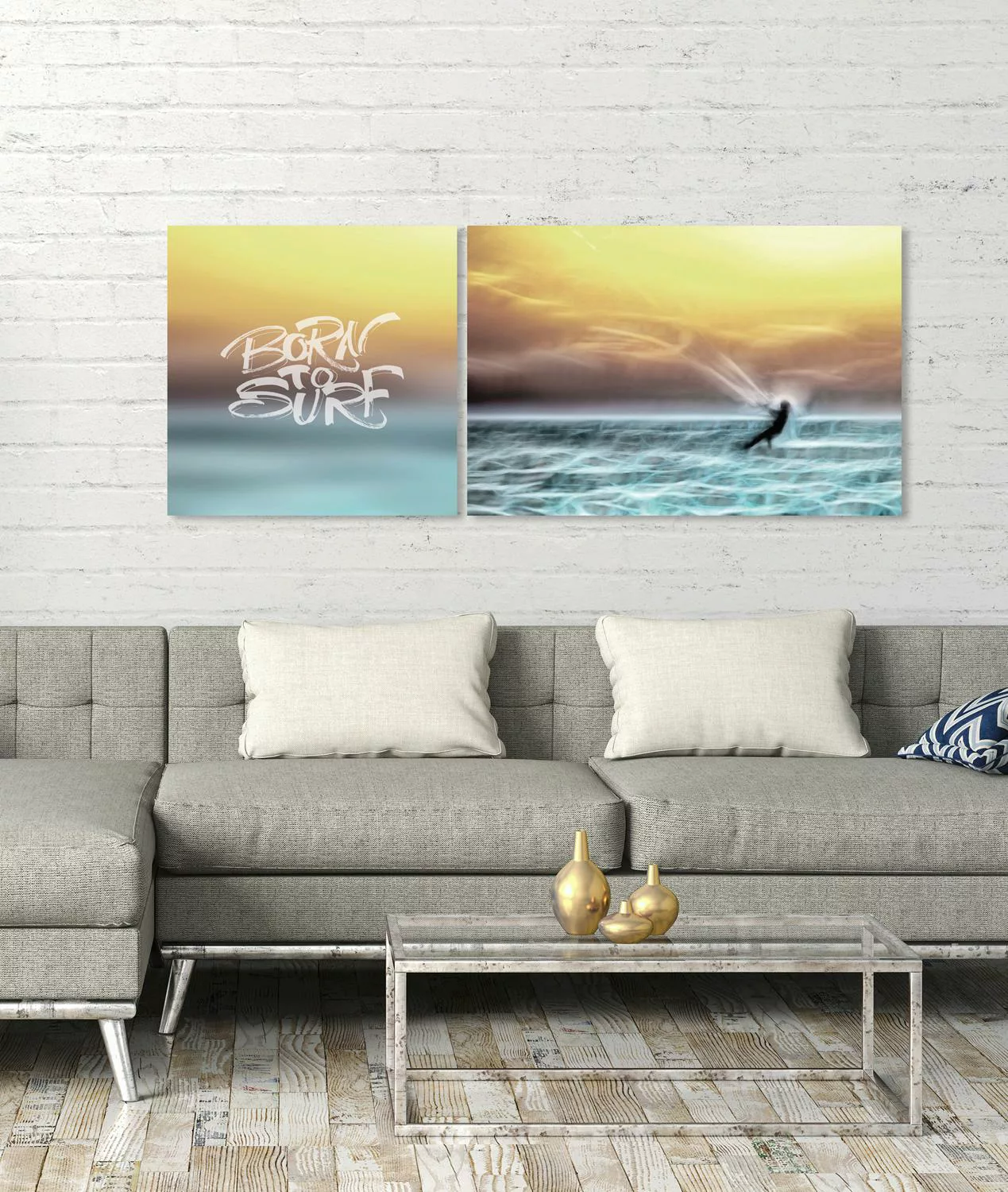 queence Leinwandbild "Born to Surf", Meer-Meer Bilder-Kunst-Modern-Spa-Spa günstig online kaufen