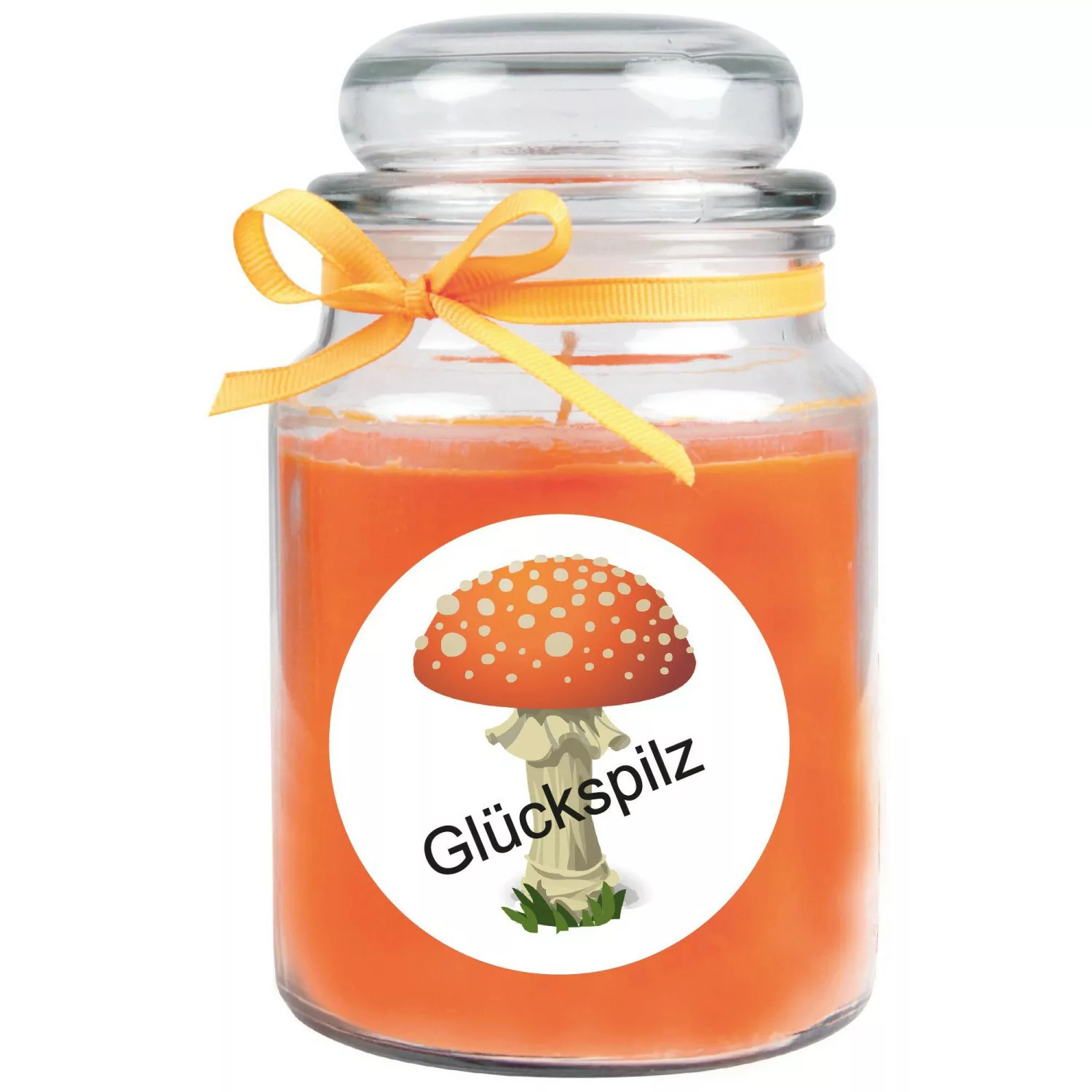 HS Candle Duftkerze & Bonbon Glas Viel Glück Orange Honigmelone günstig online kaufen