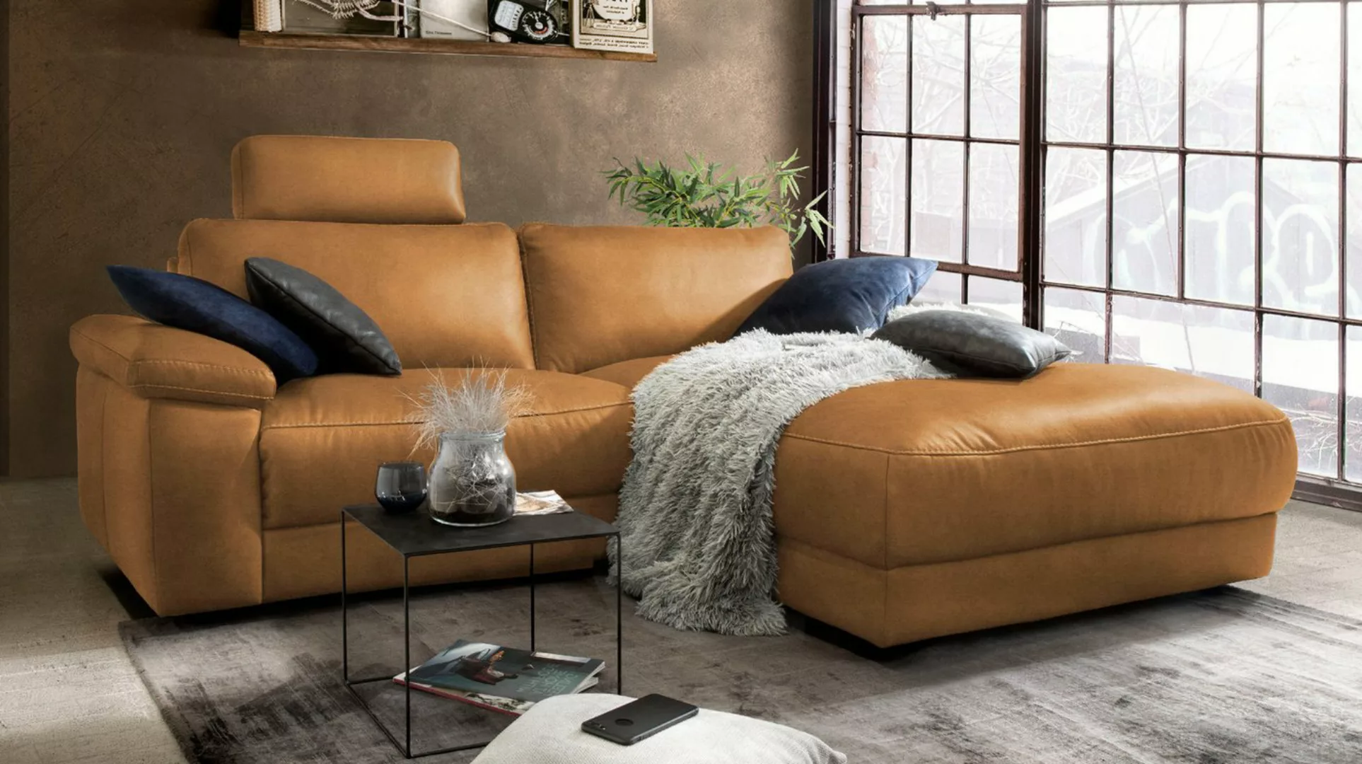 KAWOLA Ecksofa LOLA, Sofa Stoff od. Leder, Recamiere rechts od. links, vers günstig online kaufen