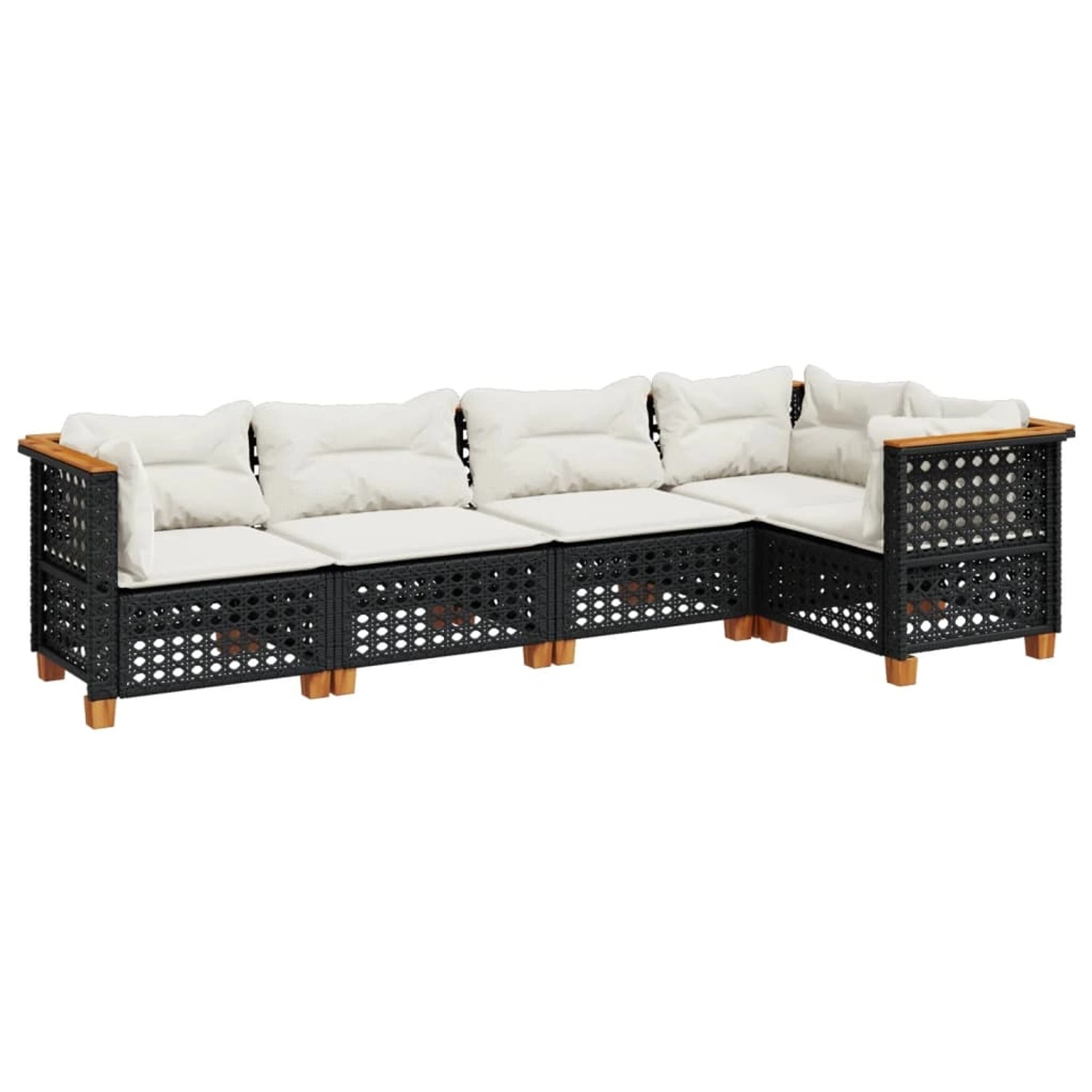 vidaXL 5-Tlg Garten-Sofagarnitur mit Kissen Schwarz Poly Rattan 3261812 günstig online kaufen
