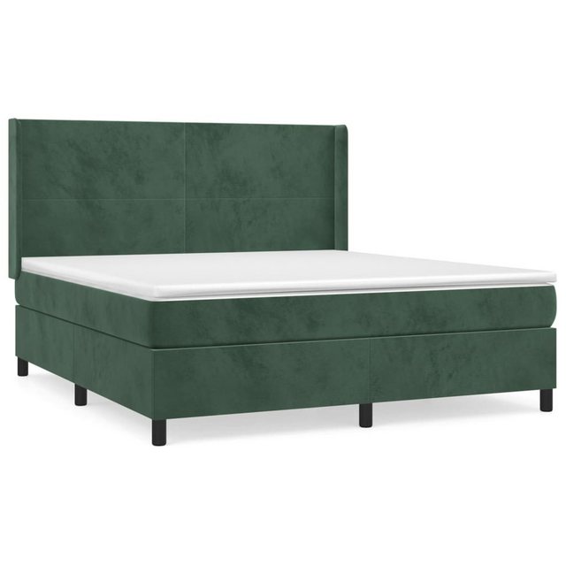 vidaXL Boxspringbett Boxspringbett mit Matratze Dunkelgrün 160x200 cm Samt günstig online kaufen