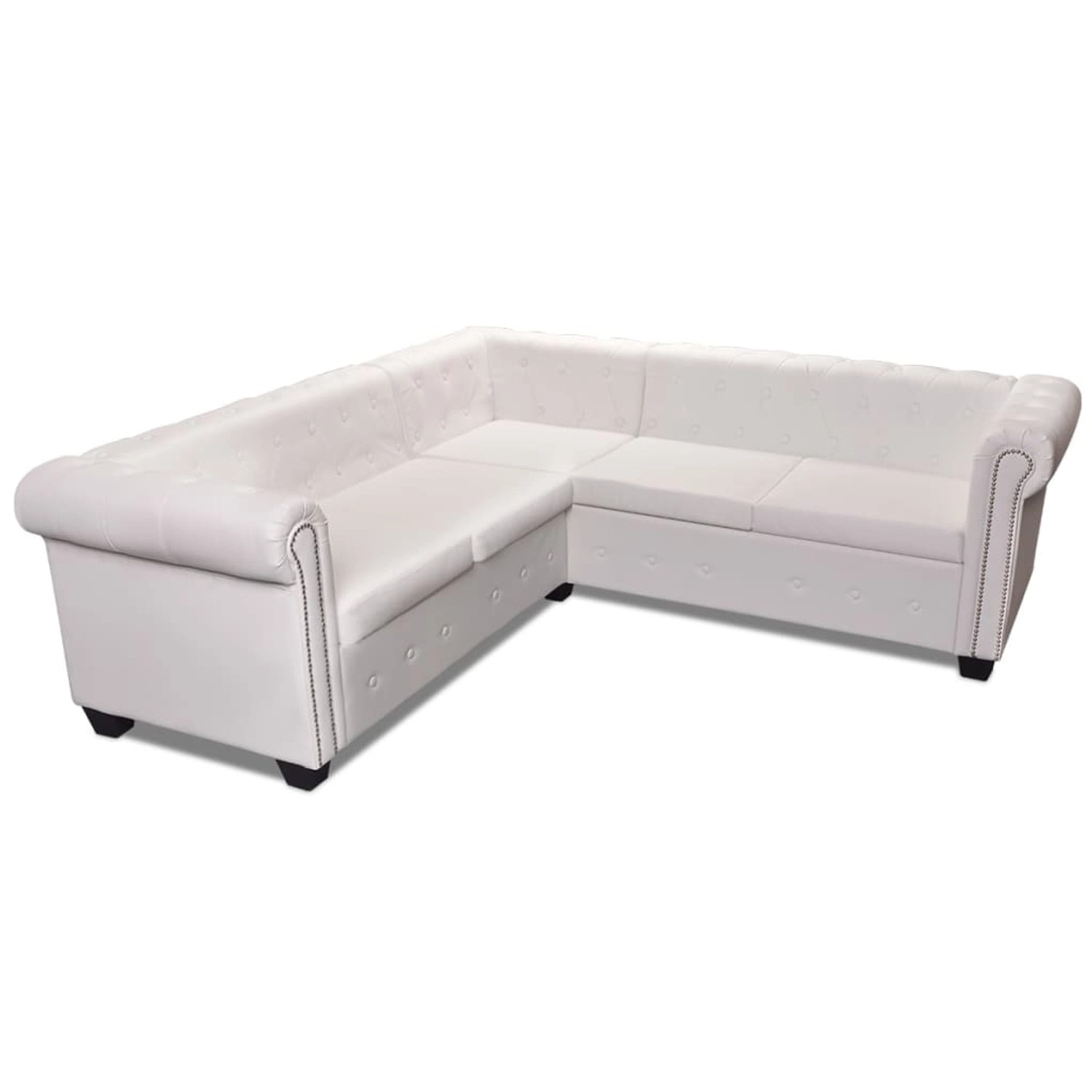 vidaXL Chesterfield Ecksofa 5-Sitzer Kunstleder Weiß günstig online kaufen