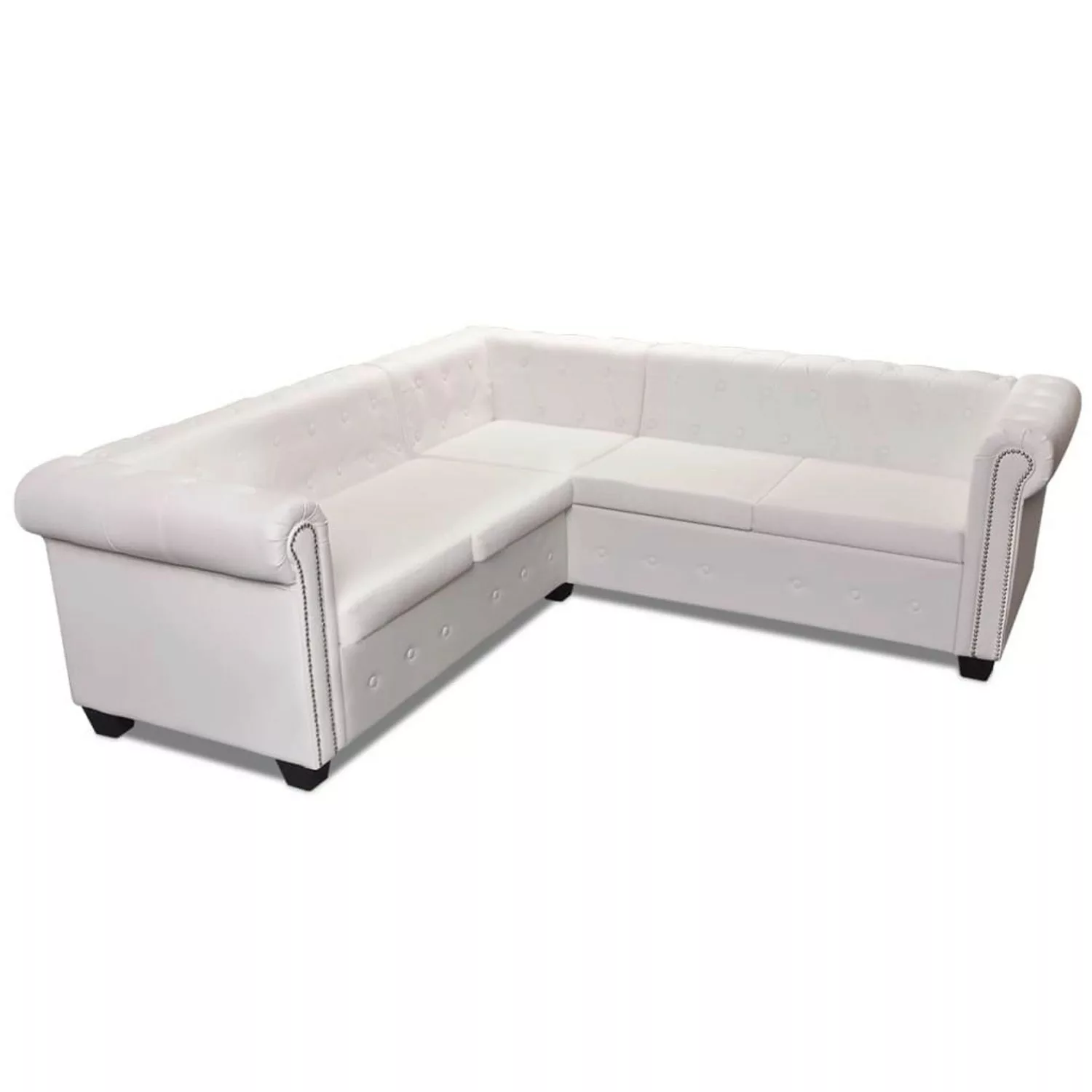 vidaXL Sofa Chesterfield Ecksofa 5-Sitzer Kunstleder Weiß günstig online kaufen