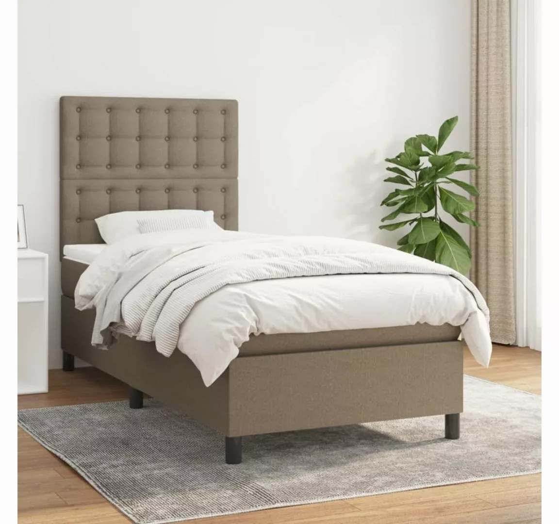 vidaXL Boxspringbett Boxspringbett mit Matratze Taupe 100x200 cm Stoff Bett günstig online kaufen