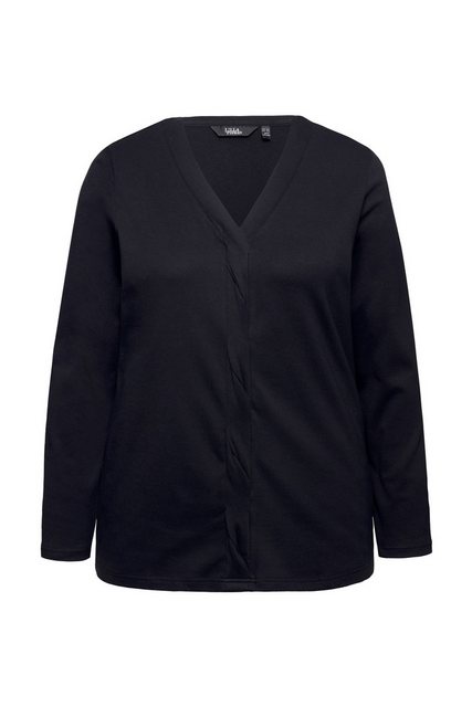 Ulla Popken Longsleeve Shirt Feinripp Zopfmuster V-Ausschnitt Langarm günstig online kaufen