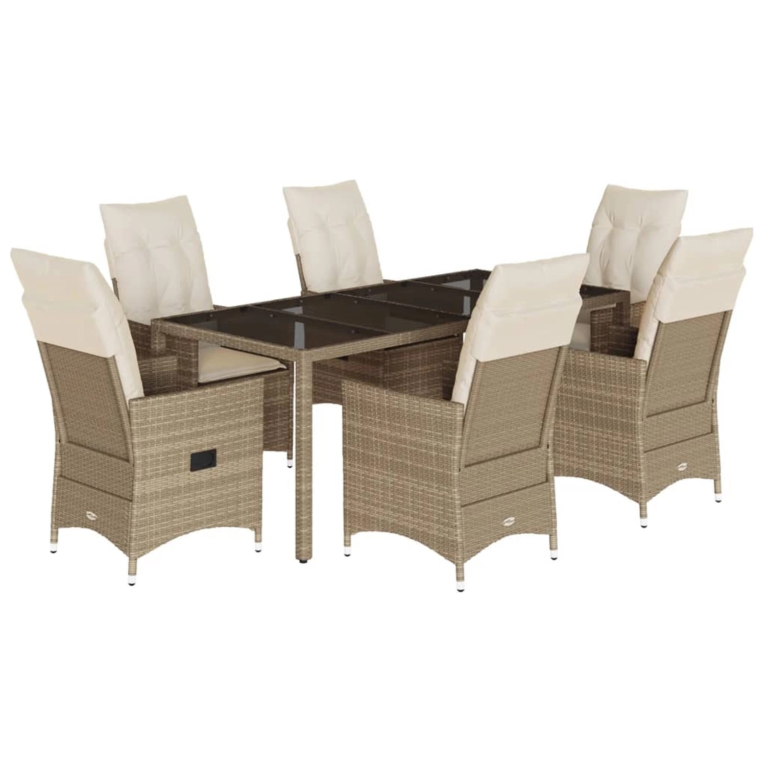 vidaXL 7-tlg Garten-Essgruppe mit Kissen Beige Poly Rattan Modell 30 günstig online kaufen