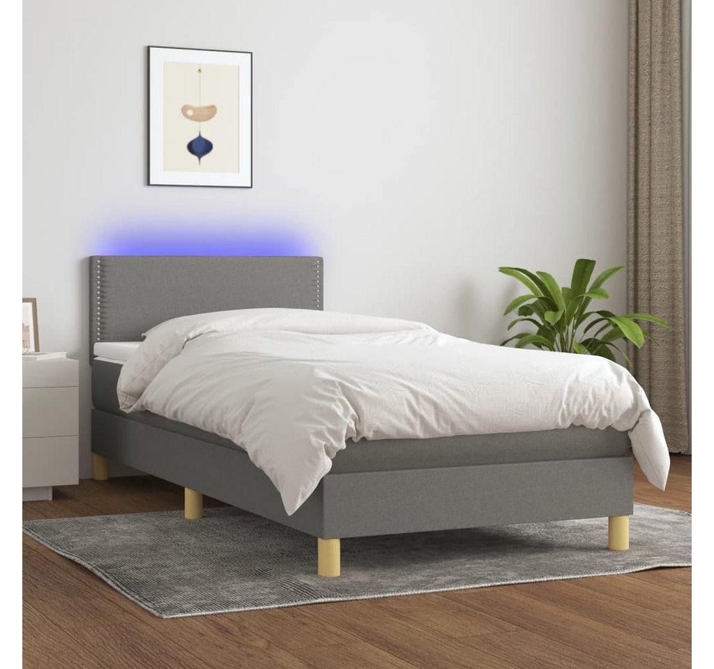 vidaXL Boxspringbett Boxspringbett mit Matratze LED Dunkelgrau 80x200 cm St günstig online kaufen