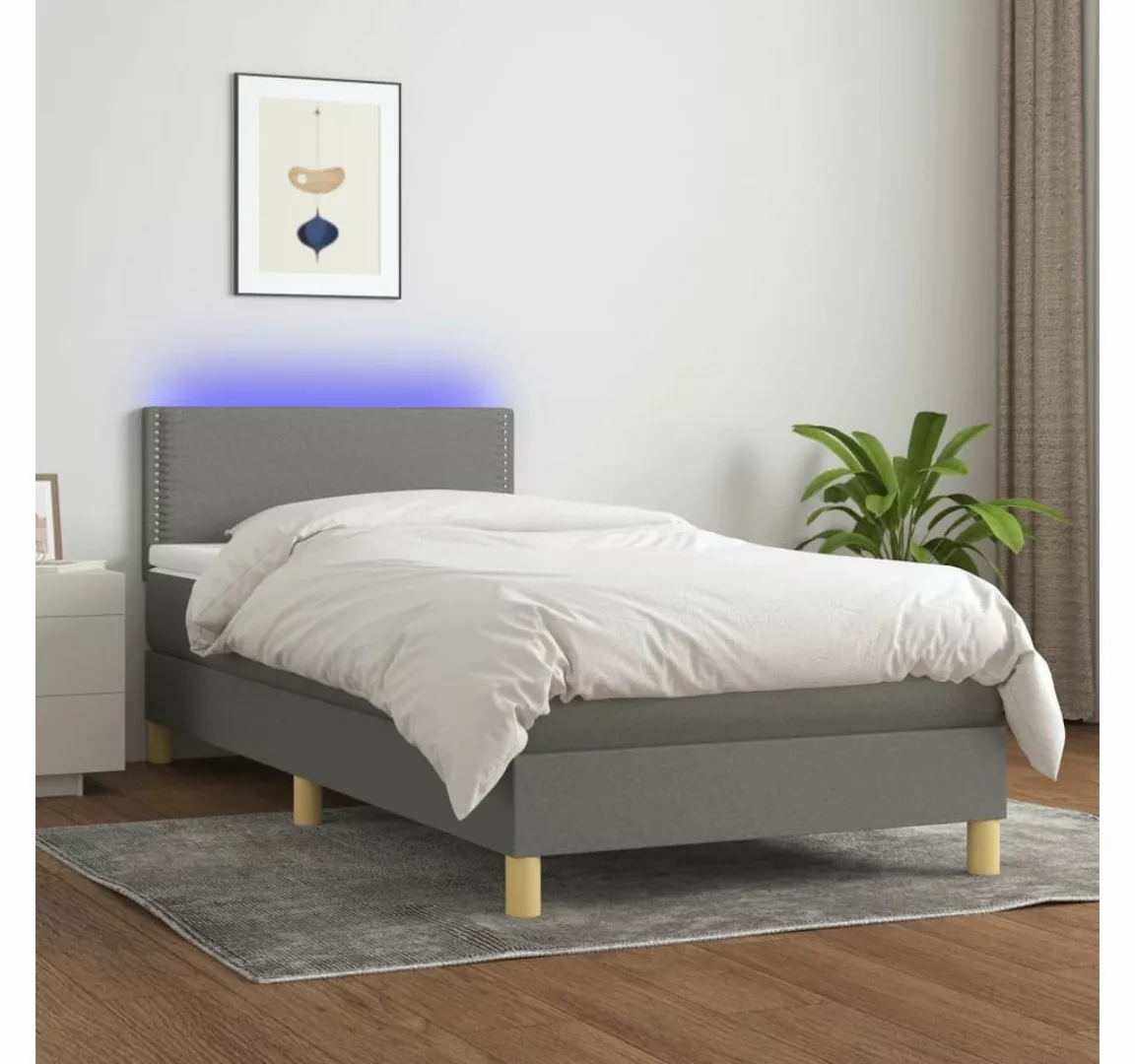 vidaXL Boxspringbett Boxspringbett mit Matratze LED Dunkelgrau 90x200 cm St günstig online kaufen