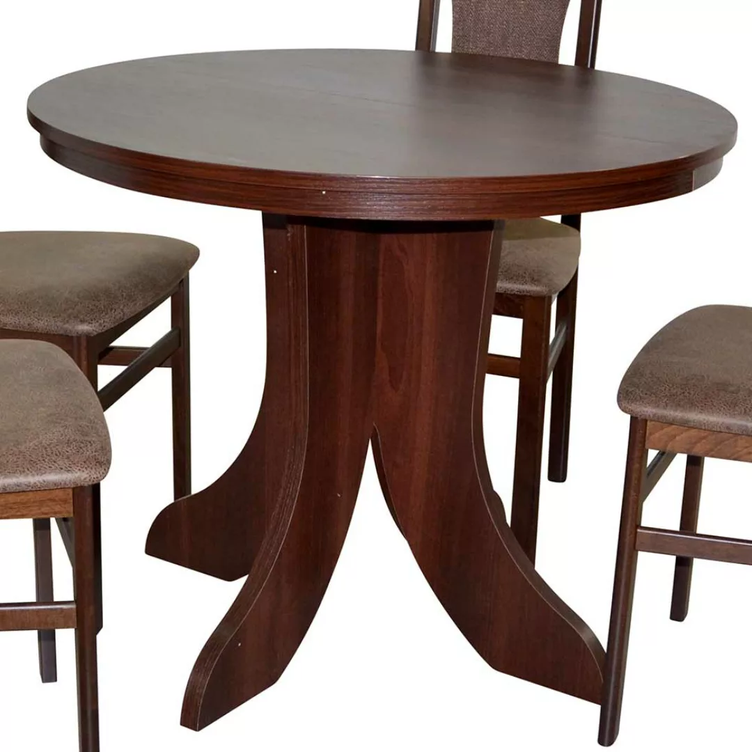 Esstisch mit 4 Stühlen in Nussbaumfarben Braun (fünfteilig) günstig online kaufen