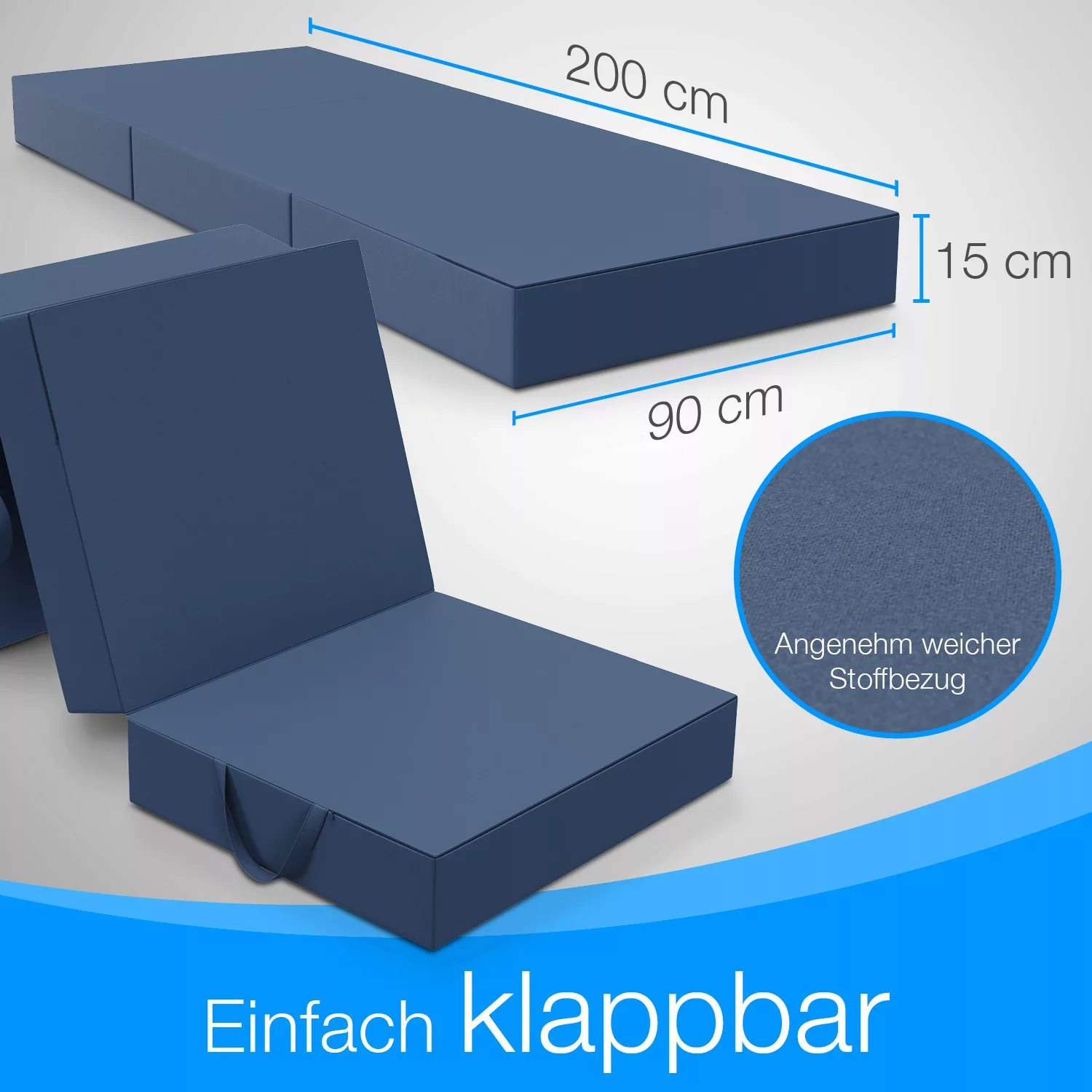 Bestschlaf Klappmatratze Gästematratze, 90x200x15 cm, blau günstig online kaufen