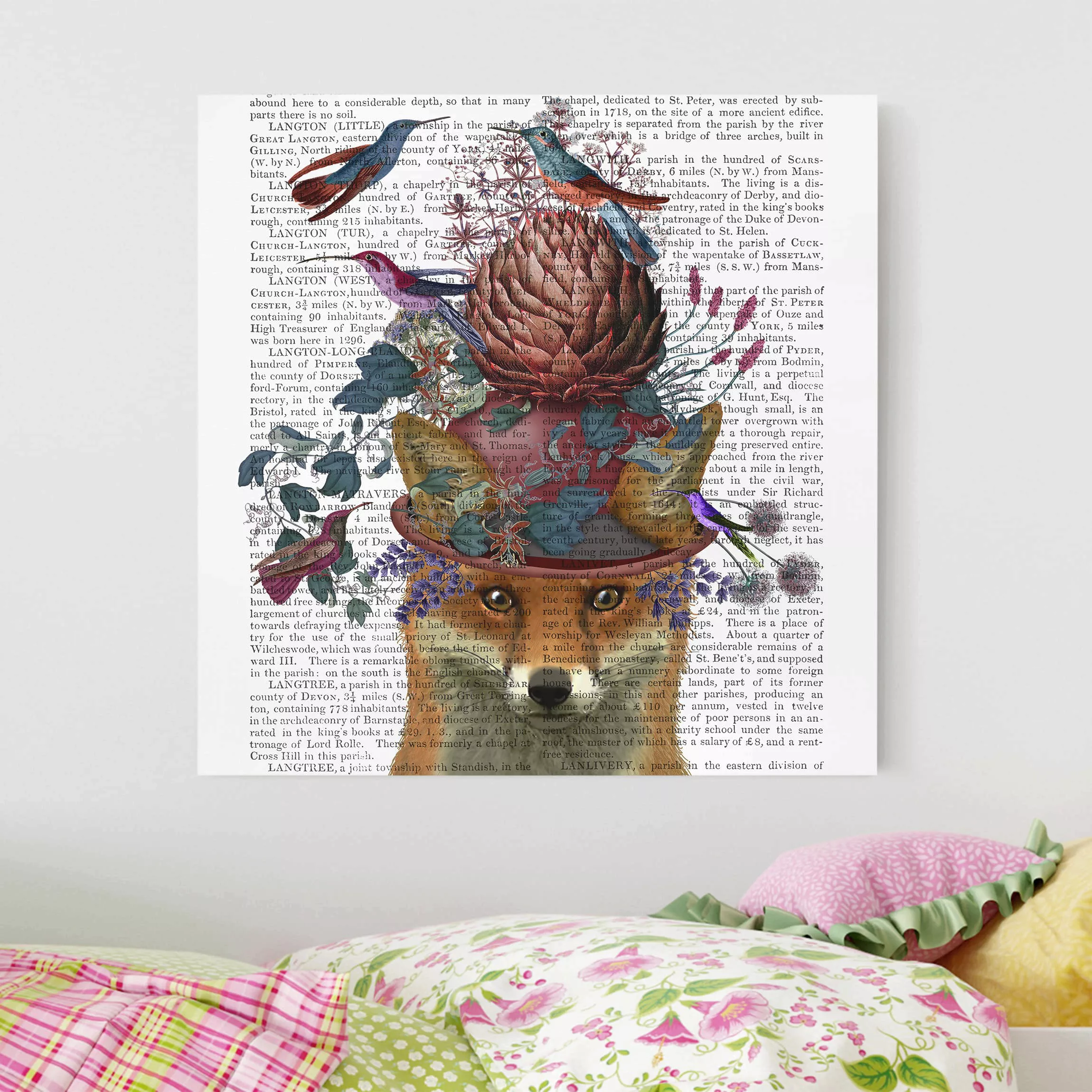 Leinwandbild Tiere - Quadrat Vogelfänger - Fuchs mit Artischocke günstig online kaufen