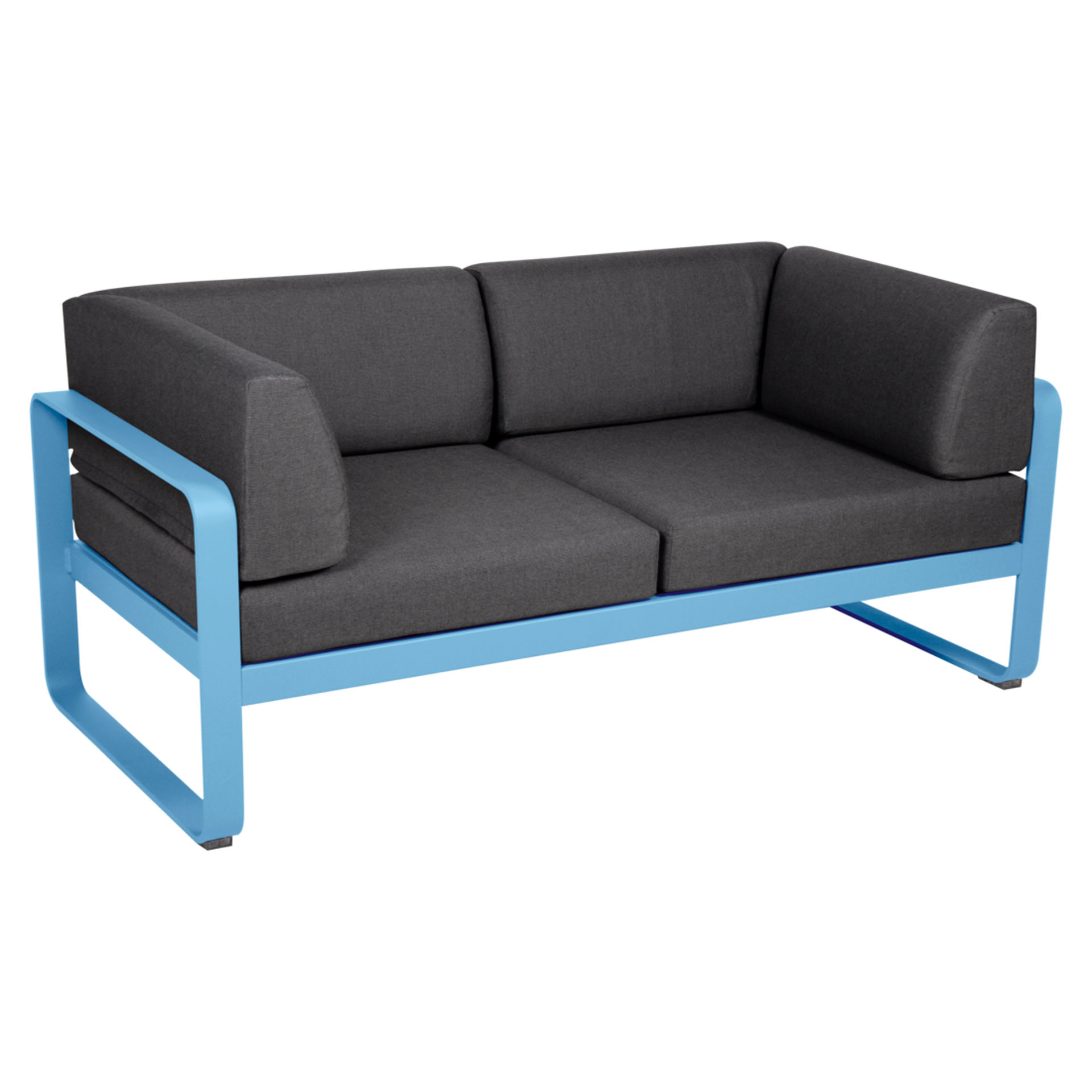 Bellevie 2-Sitzer Club Sofa E1 Maya-Blau A3 Graphitgrau günstig online kaufen