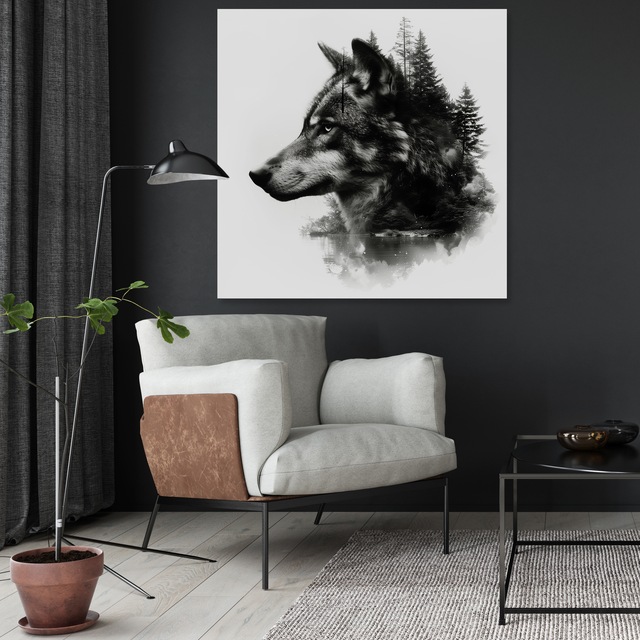 queence Acrylglasbild "Fotomaipulation Wolf", Baumbilder-Bäume-Gesicht-Kuns günstig online kaufen