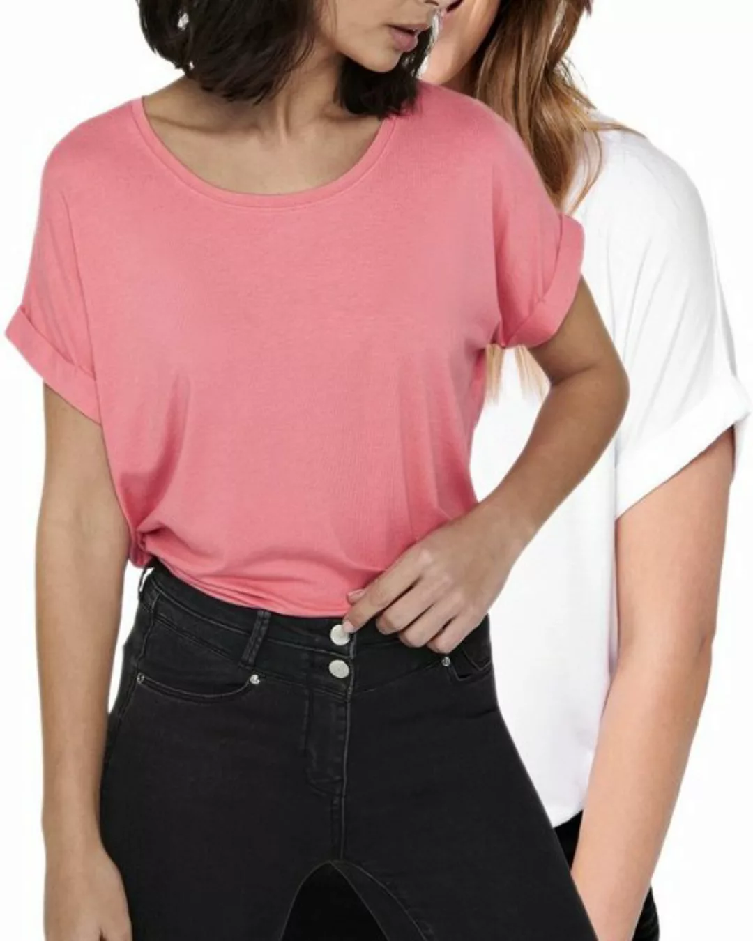 ONLY T-Shirt Stilvolles Basic Shirt mit Rundhalsausschnitt (2er-Pack) unifa günstig online kaufen