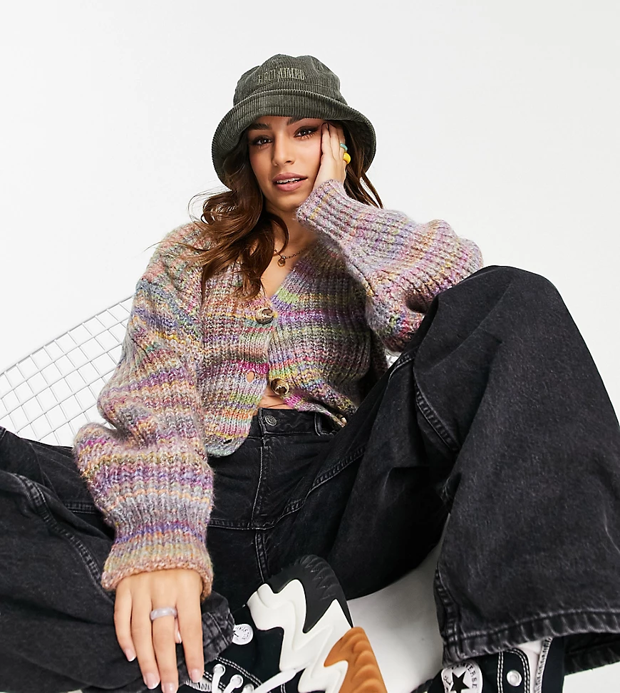 Topshop Petite – Bunt Strickjacke mit Space-Dye-Design und 3 Knöpfen günstig online kaufen