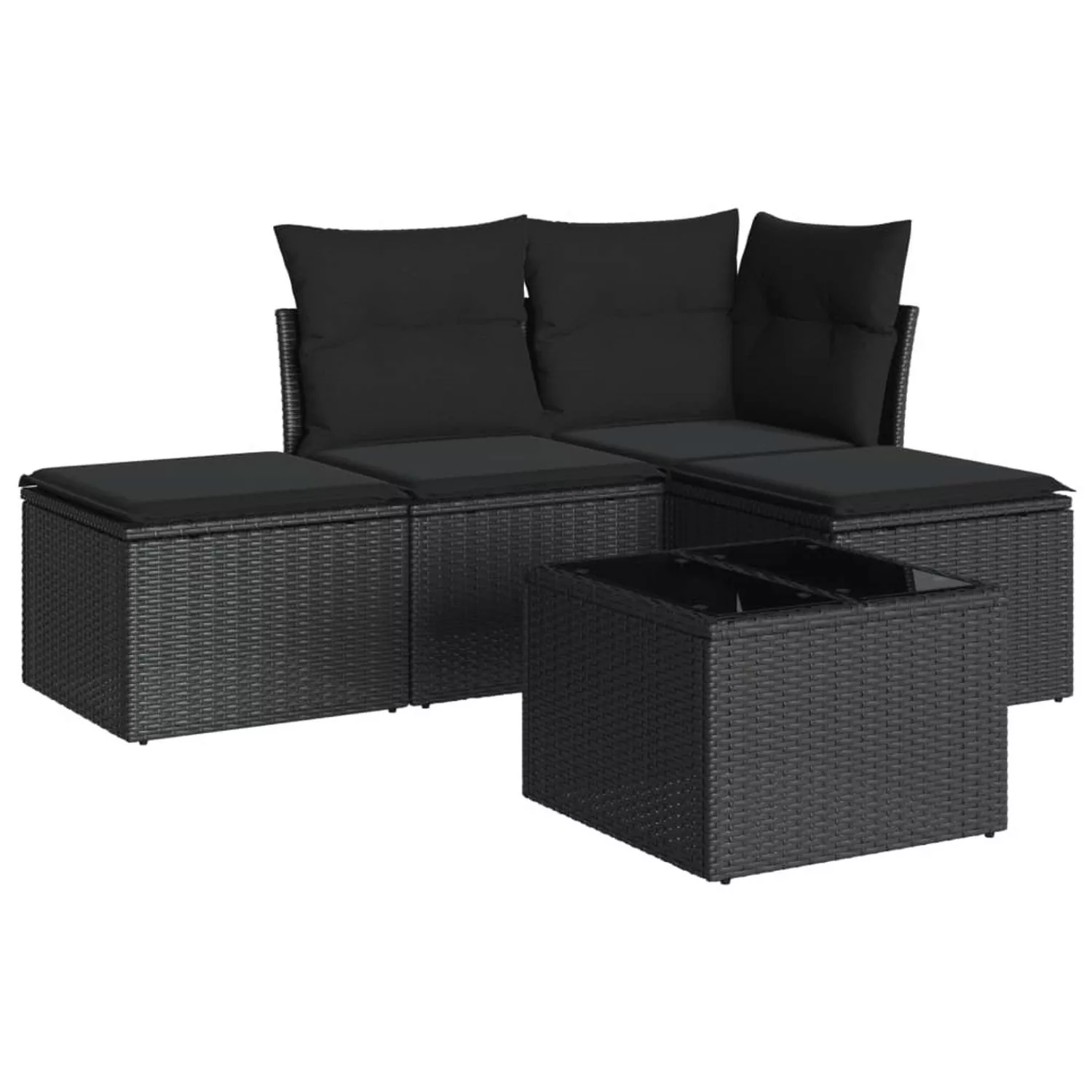 vidaXL 5-tlg Garten-Sofagarnitur mit Kissen Schwarz Poly Rattan Modell 25 günstig online kaufen