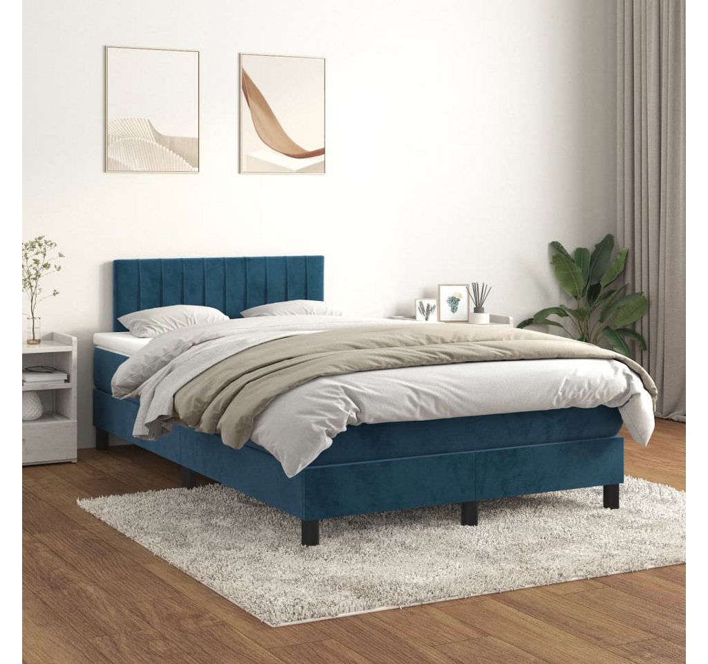 vidaXL Boxspringbett Boxspringbett mit Matratze Blau 90x200 cm Stoff Bett B günstig online kaufen