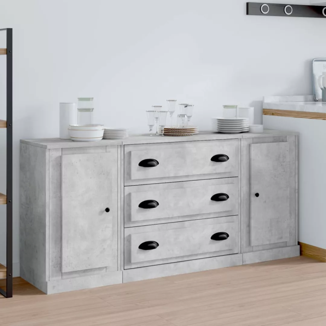 Vidaxl Sideboards 3 Stk. Betongrau Holzwerkstoff günstig online kaufen