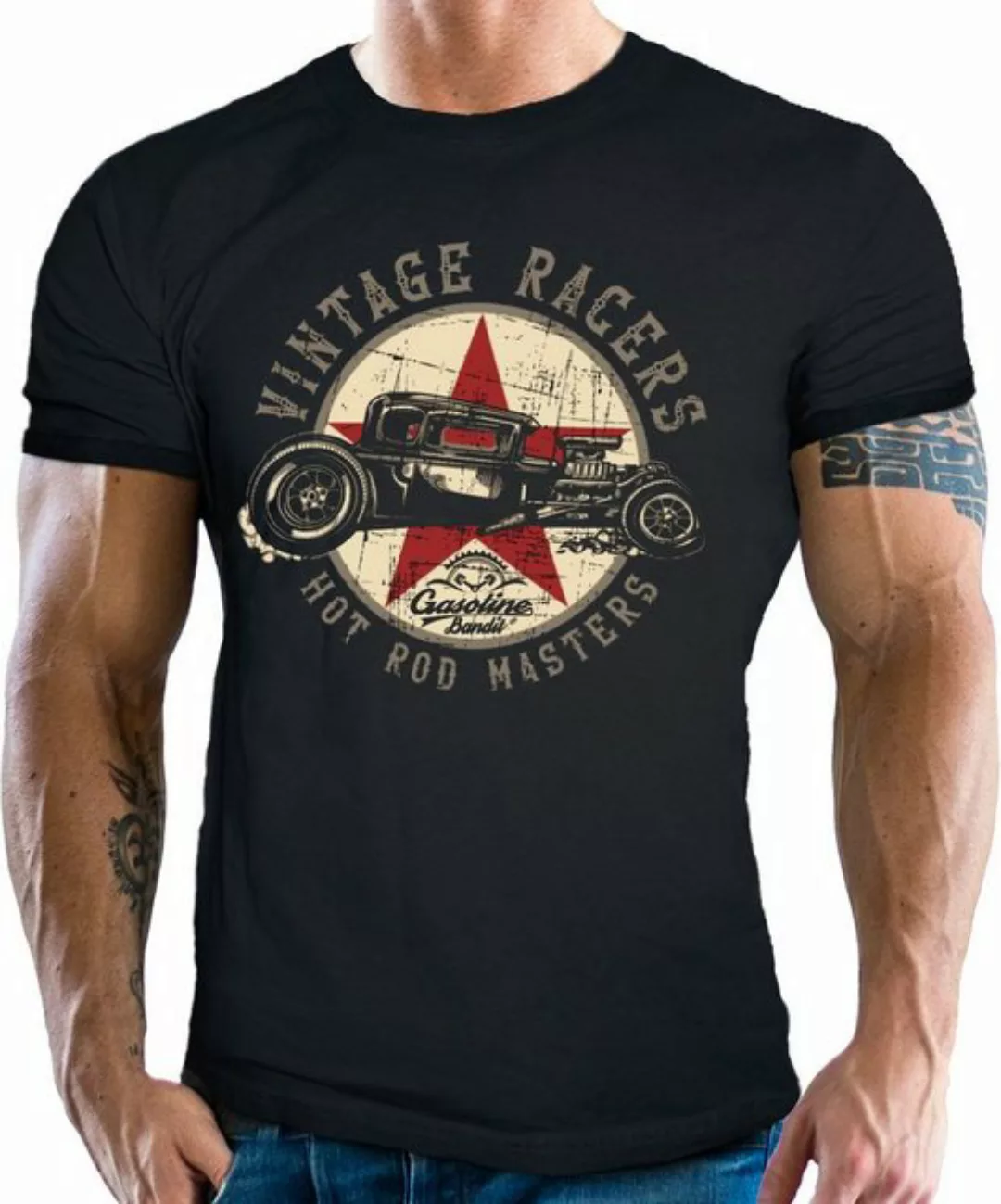 GASOLINE BANDIT® T-Shirt für Rockabilly Vintage Hot Rod Fans günstig online kaufen
