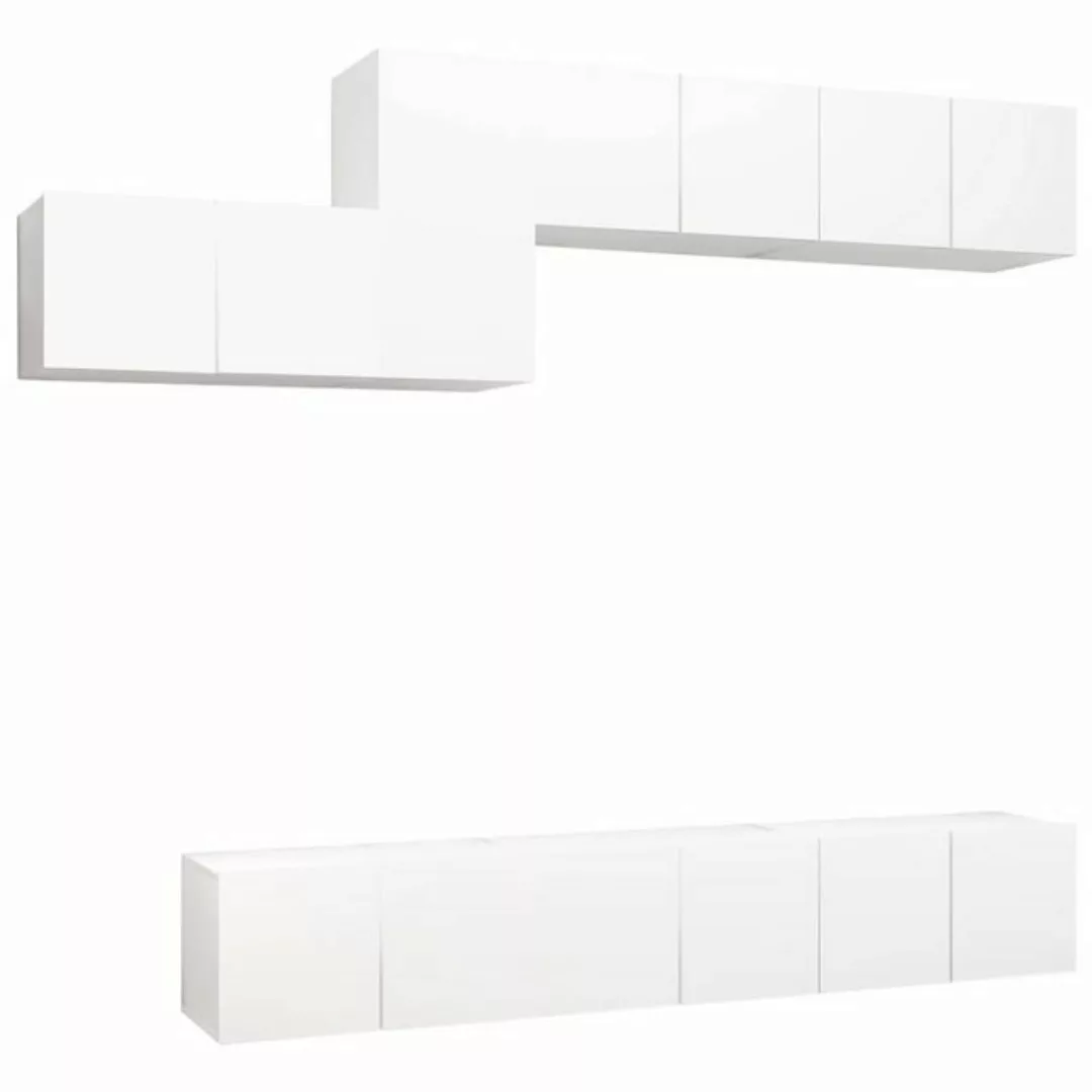 vidaXL Kleiderschrank 7-tlg TV-Schrank-Set Weiß Spanplatte günstig online kaufen