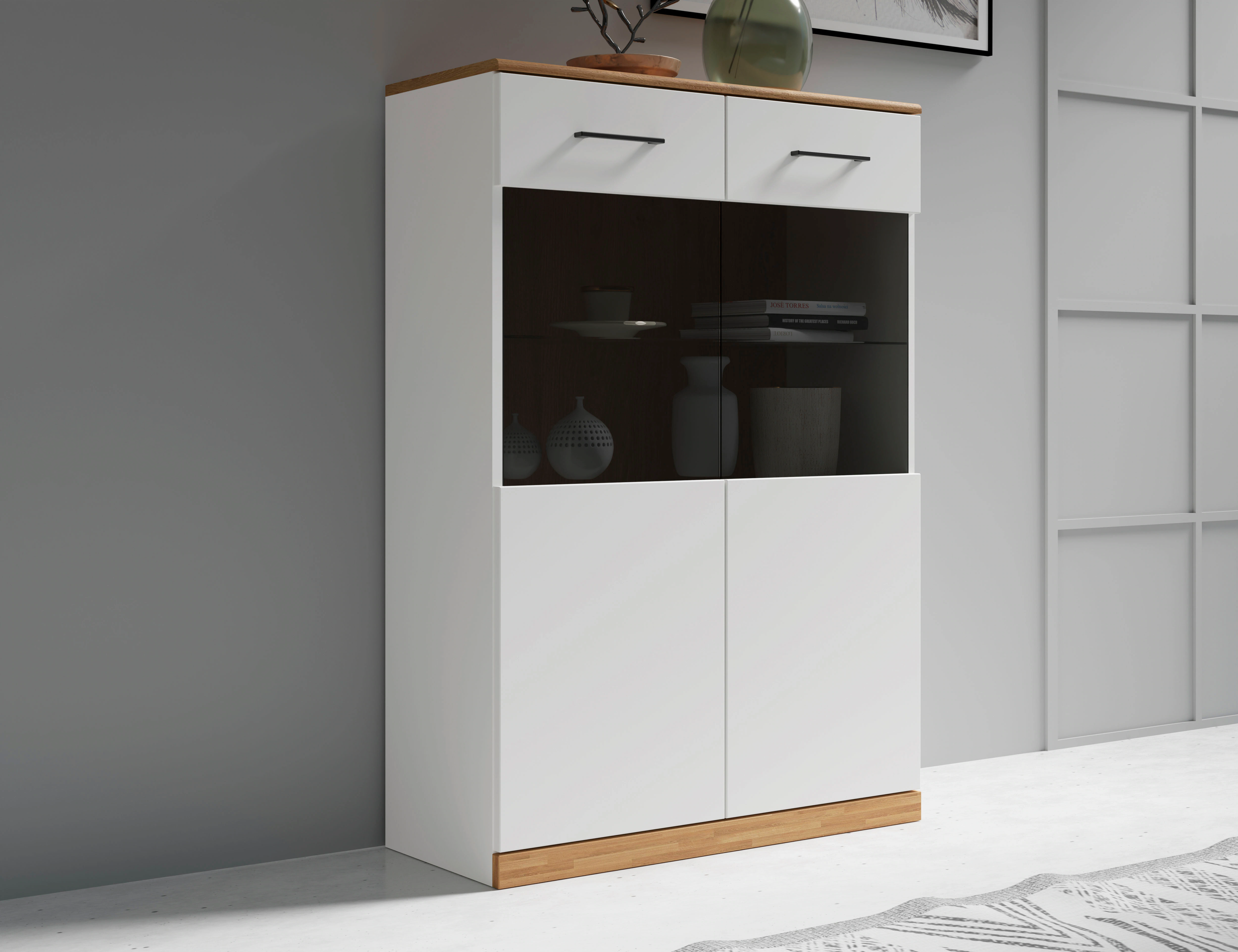 Home affaire Stauraumvitrine "Ribe,125cm hoch, 87cm breit,4 breite Fächer", günstig online kaufen