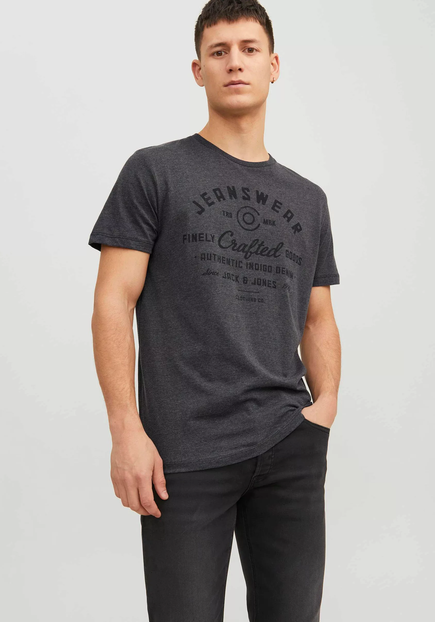 Jack & Jones Herren Rundhals T-Shirt JJEJEANS - Regular Fit günstig online kaufen