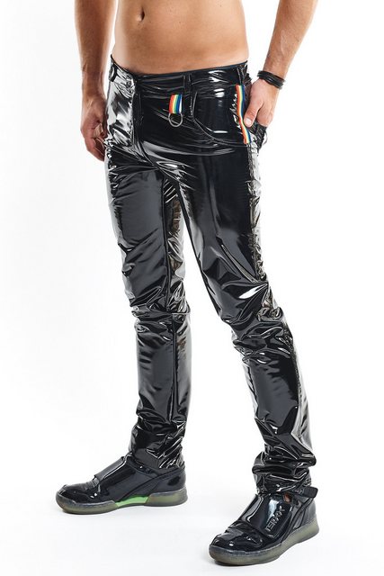 Regnes Fetish Planet Lederimitathose Herren Lack-Hose Regenbogen lange Wetl günstig online kaufen