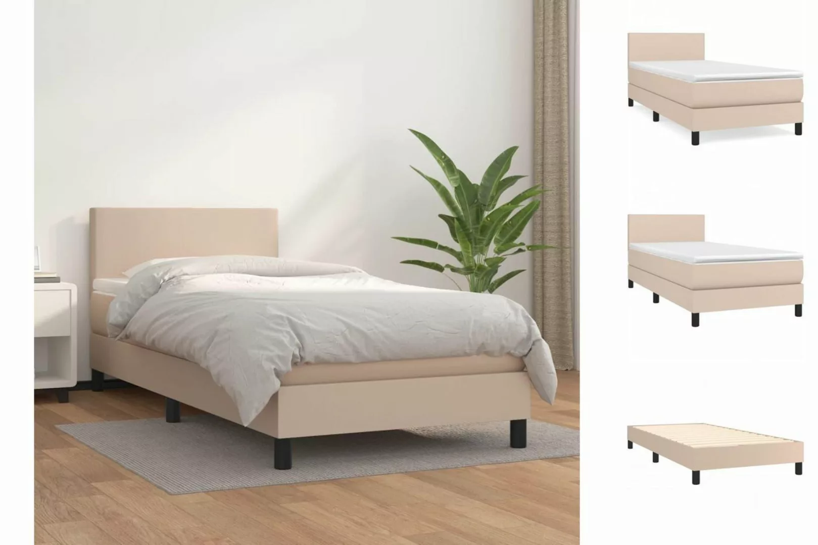 vidaXL Bettgestell Boxspringbett mit Matratze Cappuccino-Braun 90x190cm Kun günstig online kaufen