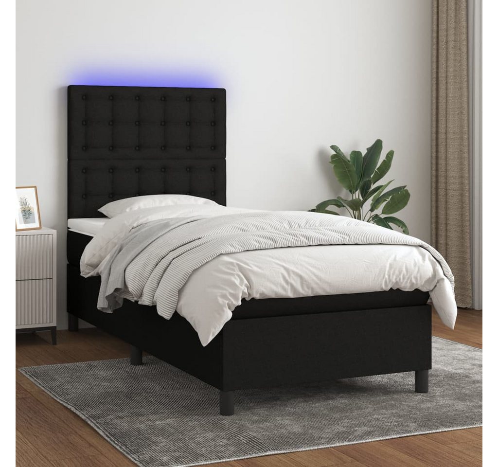 vidaXL Boxspringbett Boxspringbett mit Matratze LED Schwarz 90x200 cm Stoff günstig online kaufen