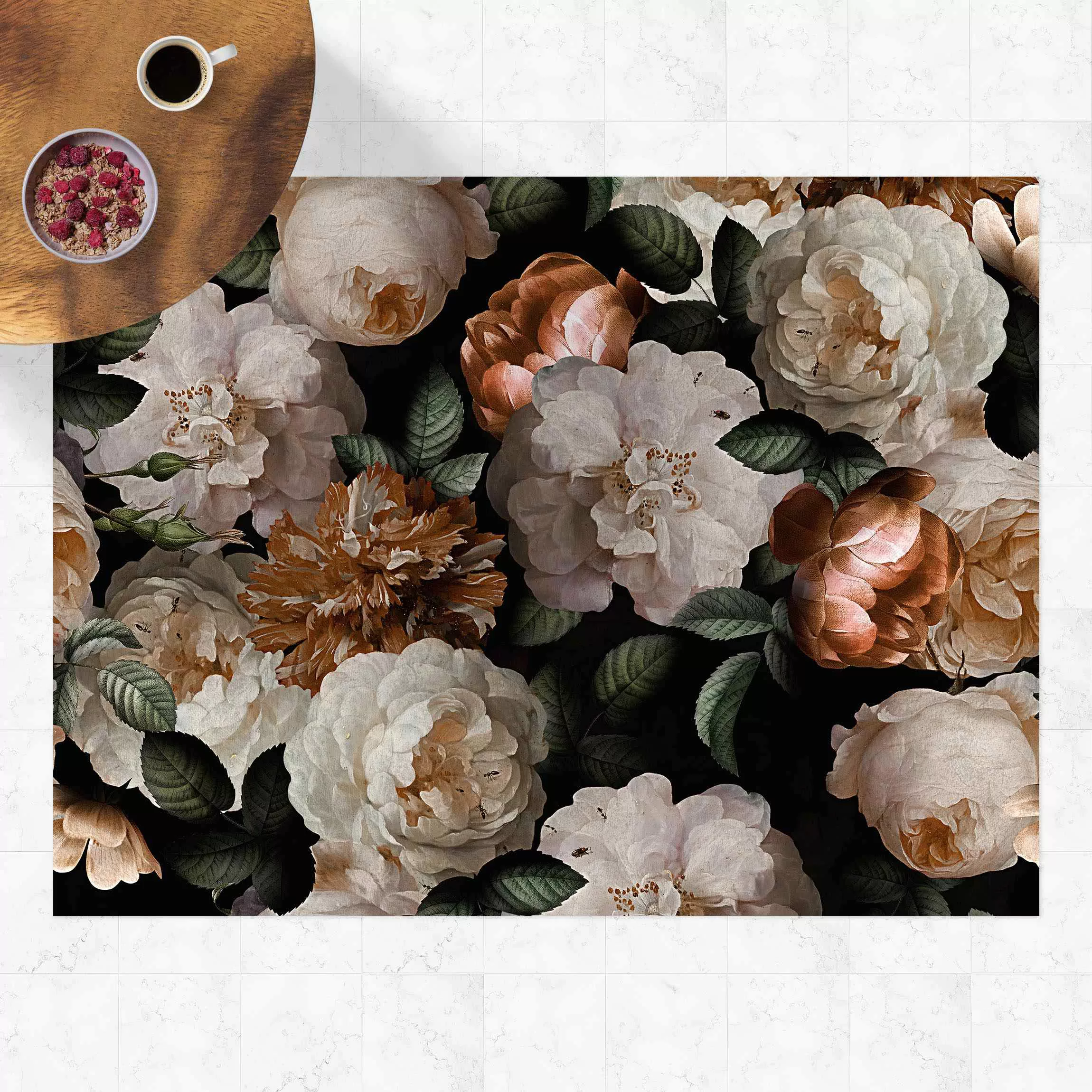 Vinyl-Teppich Rote Rosen mit Weißen Rosen günstig online kaufen