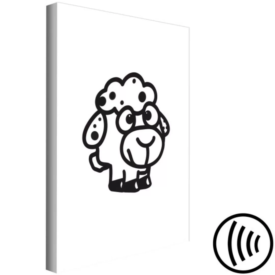 Bild auf Leinwand Schäfchen - Bild eines lächelnden Tierchens auf weißem Hi günstig online kaufen